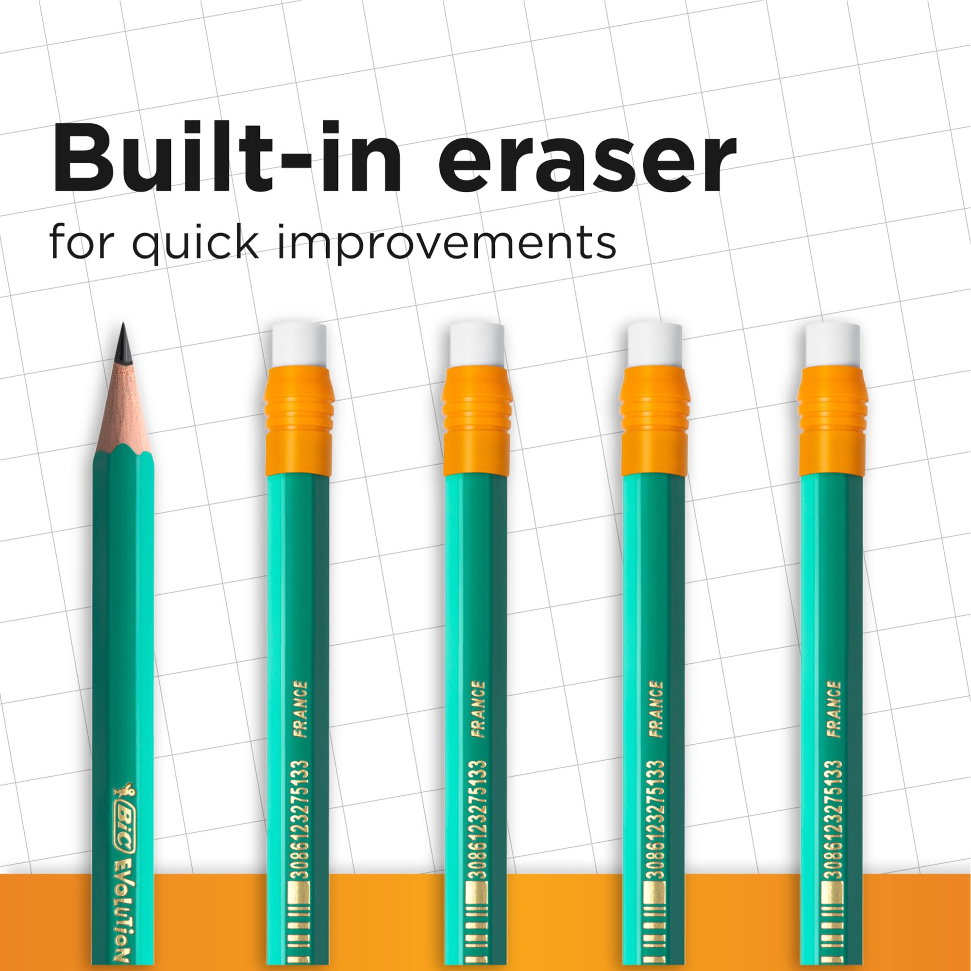 BIC Ecolutions Evolution 655 HB Wooden Lead Pencil with Eraser | Pack of 12 | Green 2
