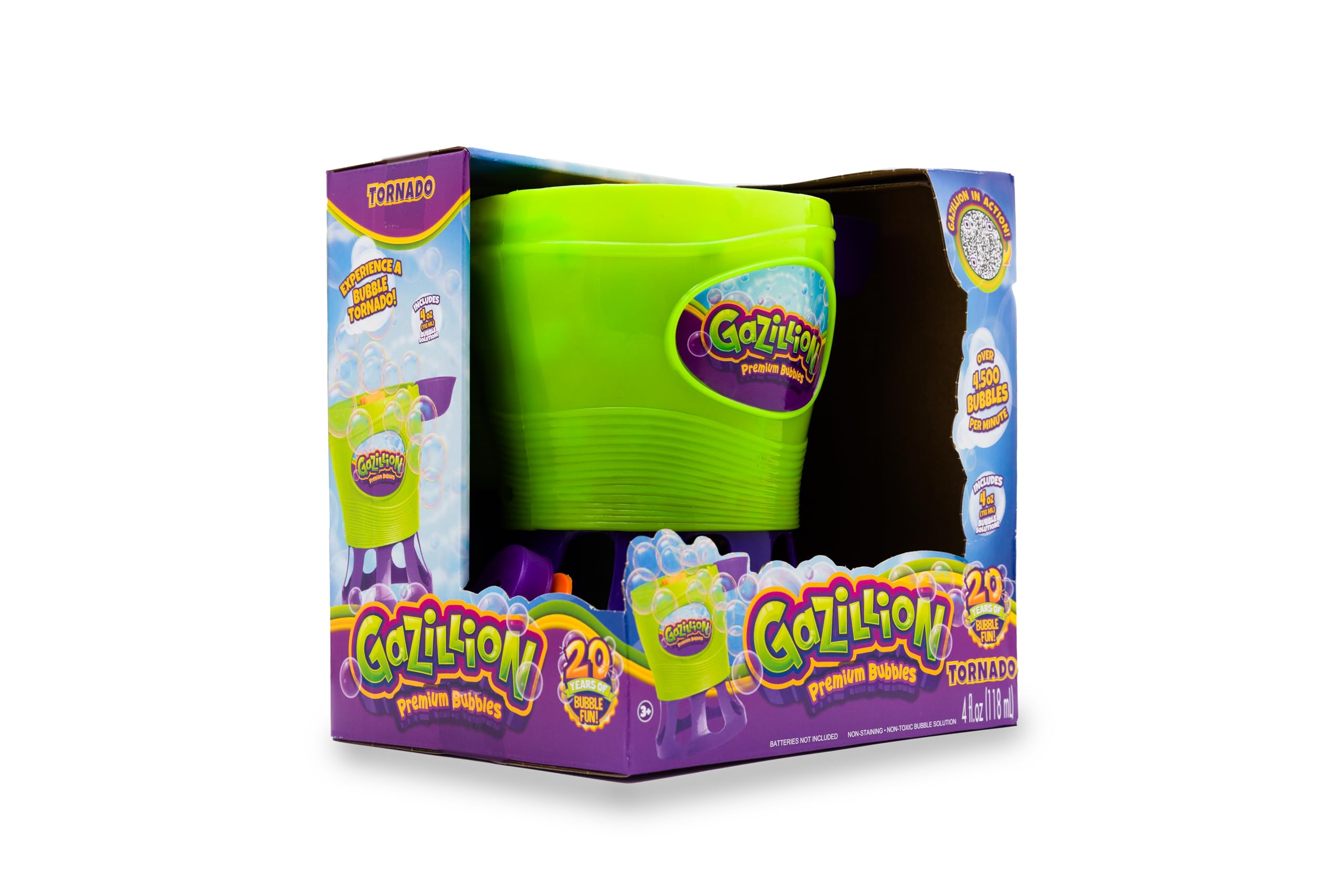 Gazillion Tornado Bubble Toy - Non-Stop Bubble Action | Ages 3+ | Includes 4 oz Solution 8