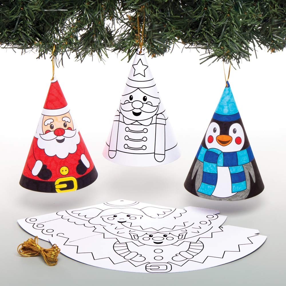 Baker Ross AW982 Christmas Colour in Cone Decorations Craft Kit - 12 Assorted Festive Paper Crafts 3