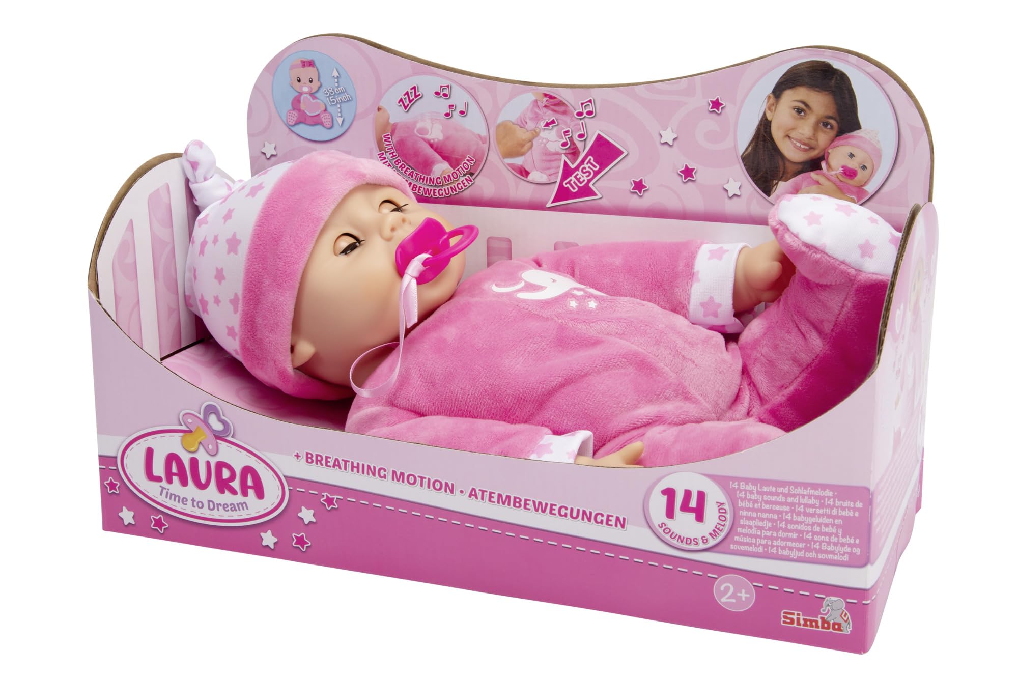 Simba Laura Schlummerzeit Doll - Breathing Movement & Sound, 38 cm, 18 Months+ 6