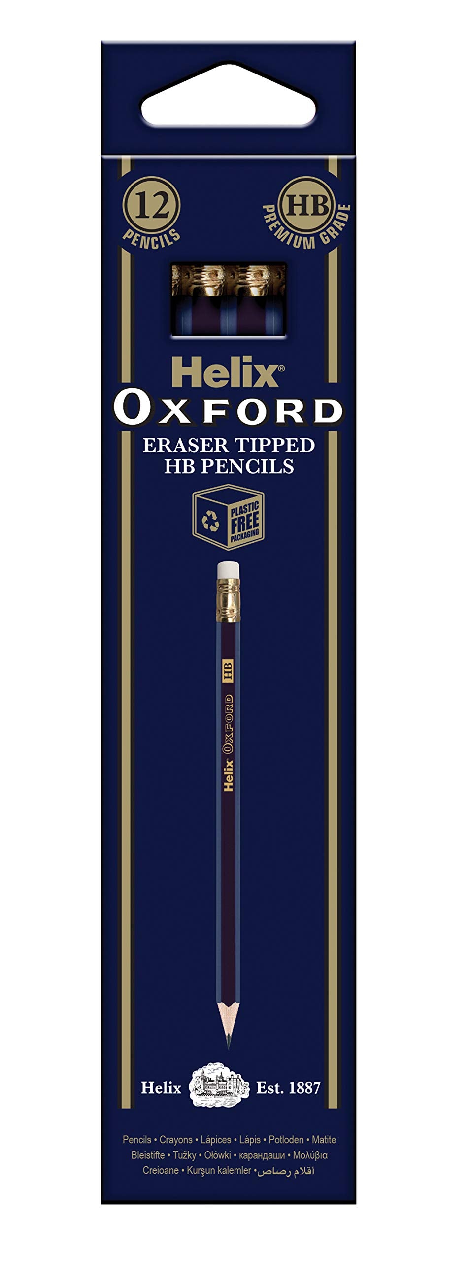 Helix Oxford HB Pencils - 12 Pack with Eraser Tip | Pre-Sharpened | Ideal for Writing & Drawing 1