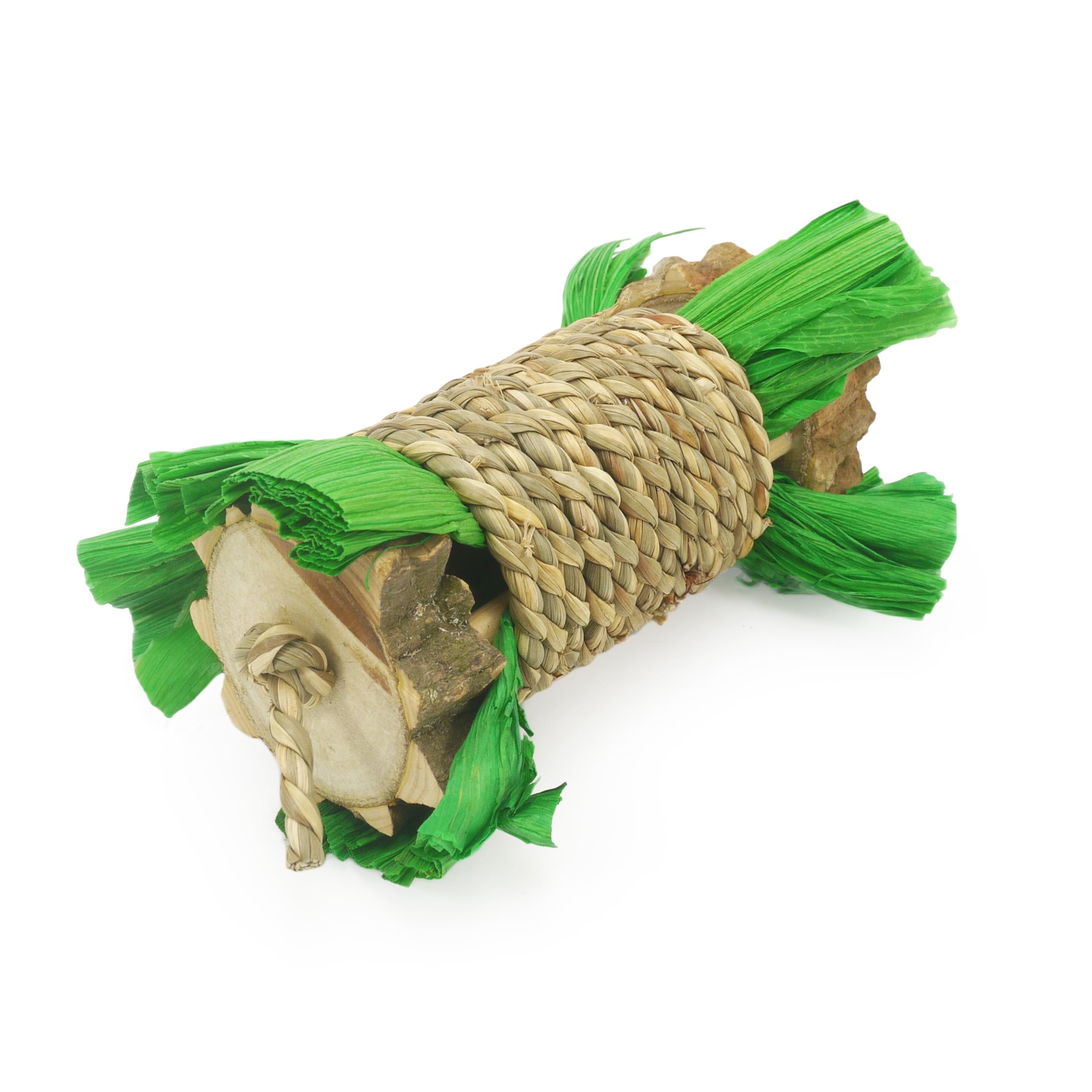 Rosewood Rustling Roller Small Animal Toy - Natural Seagrass, Cornleaf & Wood | 14cm Length 2