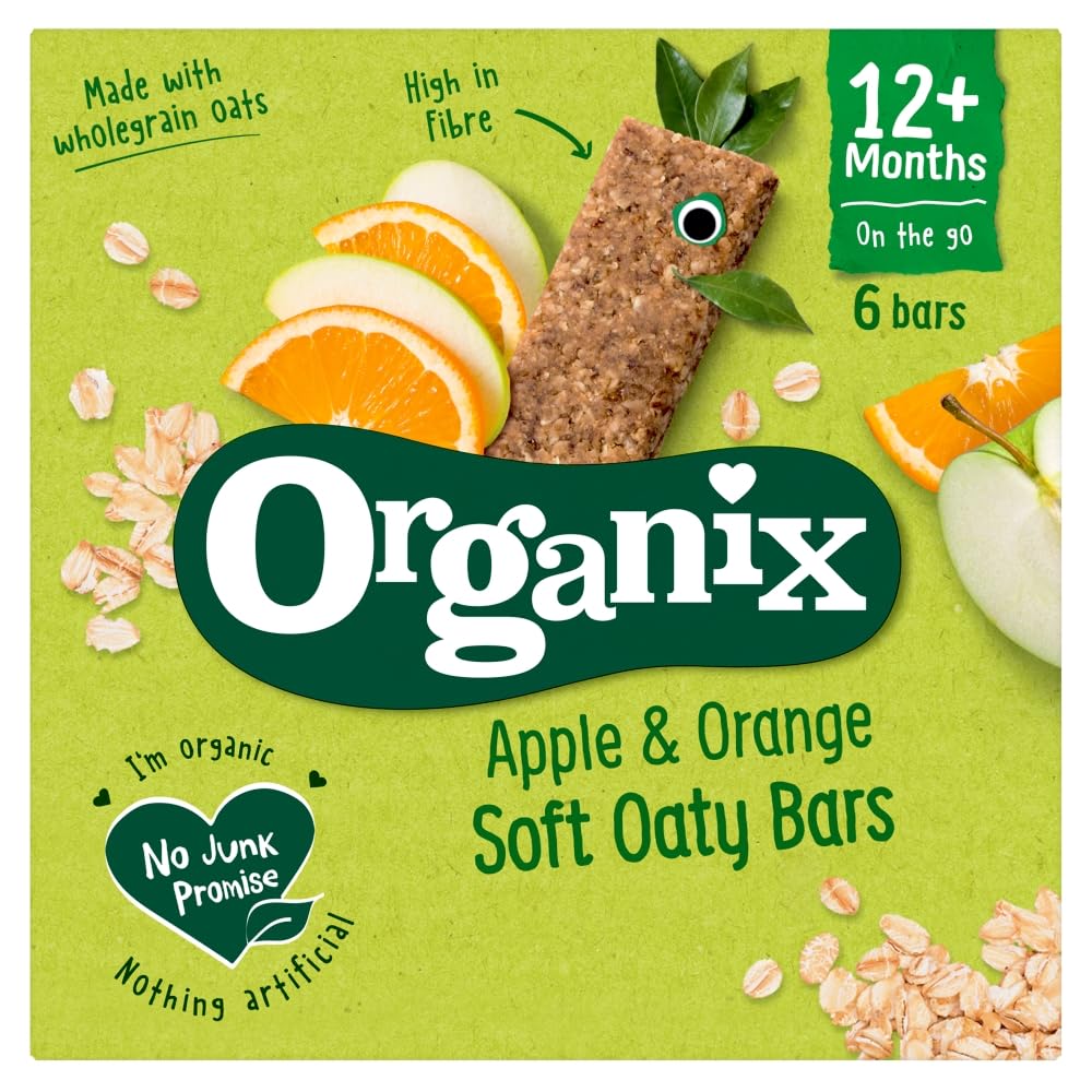 Organix Apple & Orange Soft Oaty Bars - Wholegrain Oats Base | 138g Bar