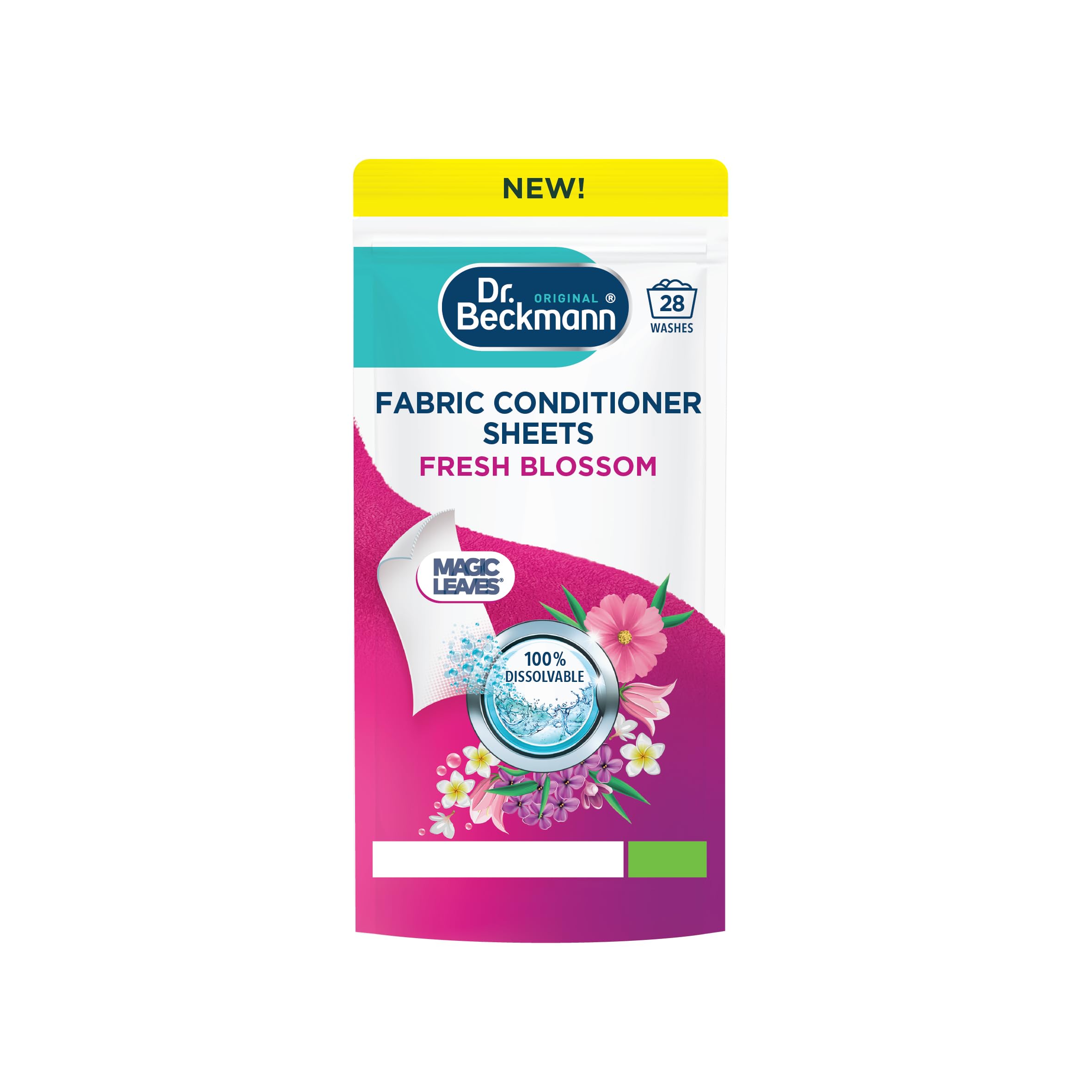 Dr. Beckmann Fabric Conditioner Sheets Fresh Blossom | 14 Count | Ultra-Light & Compact Format 1