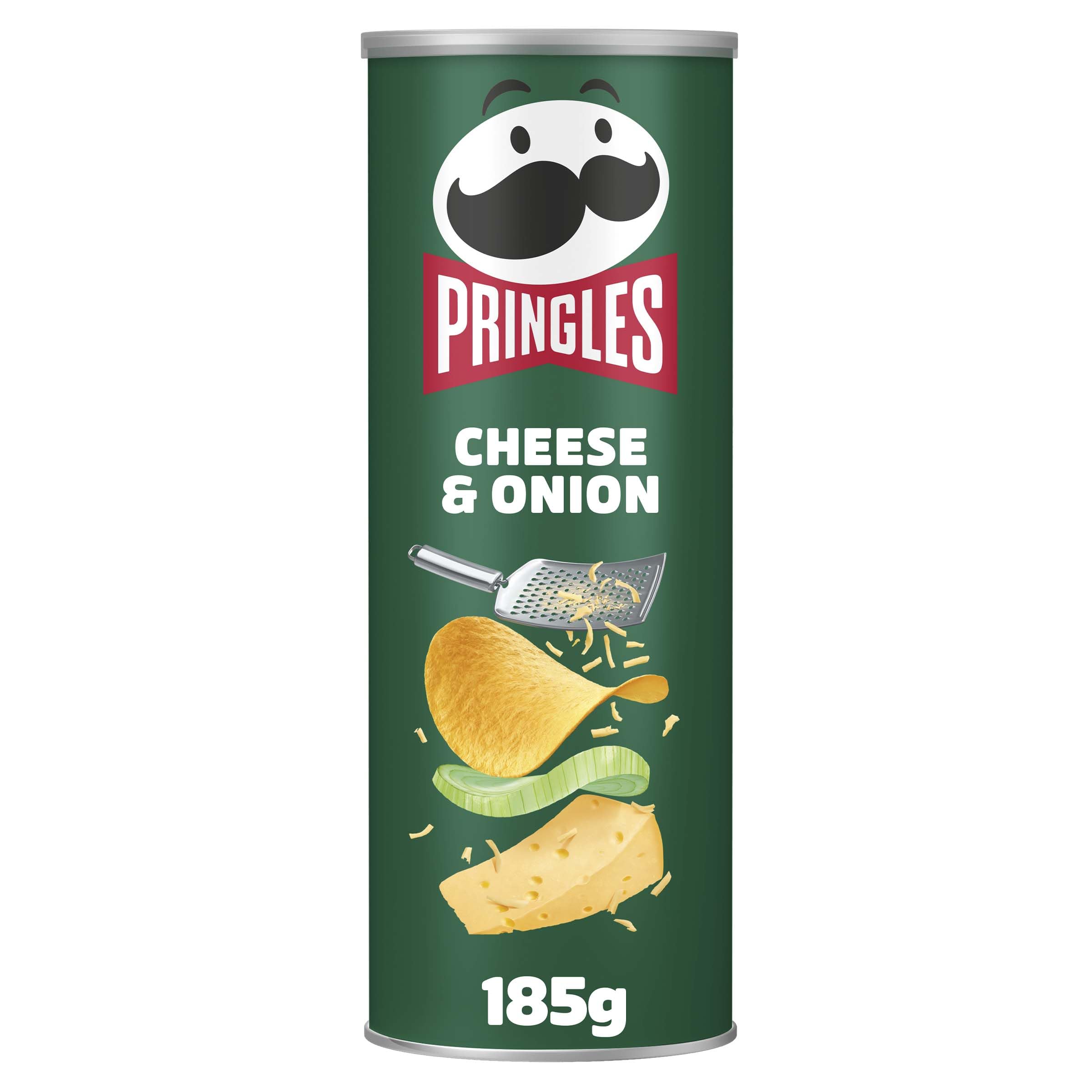 Pringles Cheese & Onion Crisps - Bold Flavor | Re-sealable Tube | 185g Single Bag