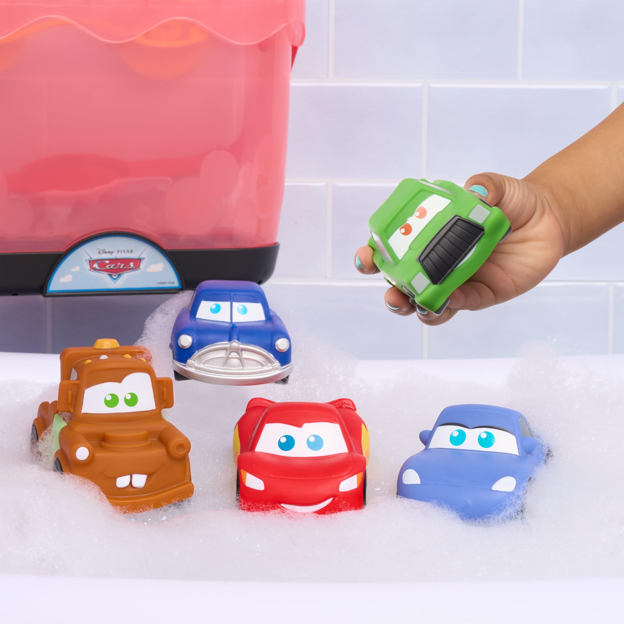 Disney 5-Piece Cars Bath Toy Figures with Storage Caddy | Ages 3+ | Floats 2