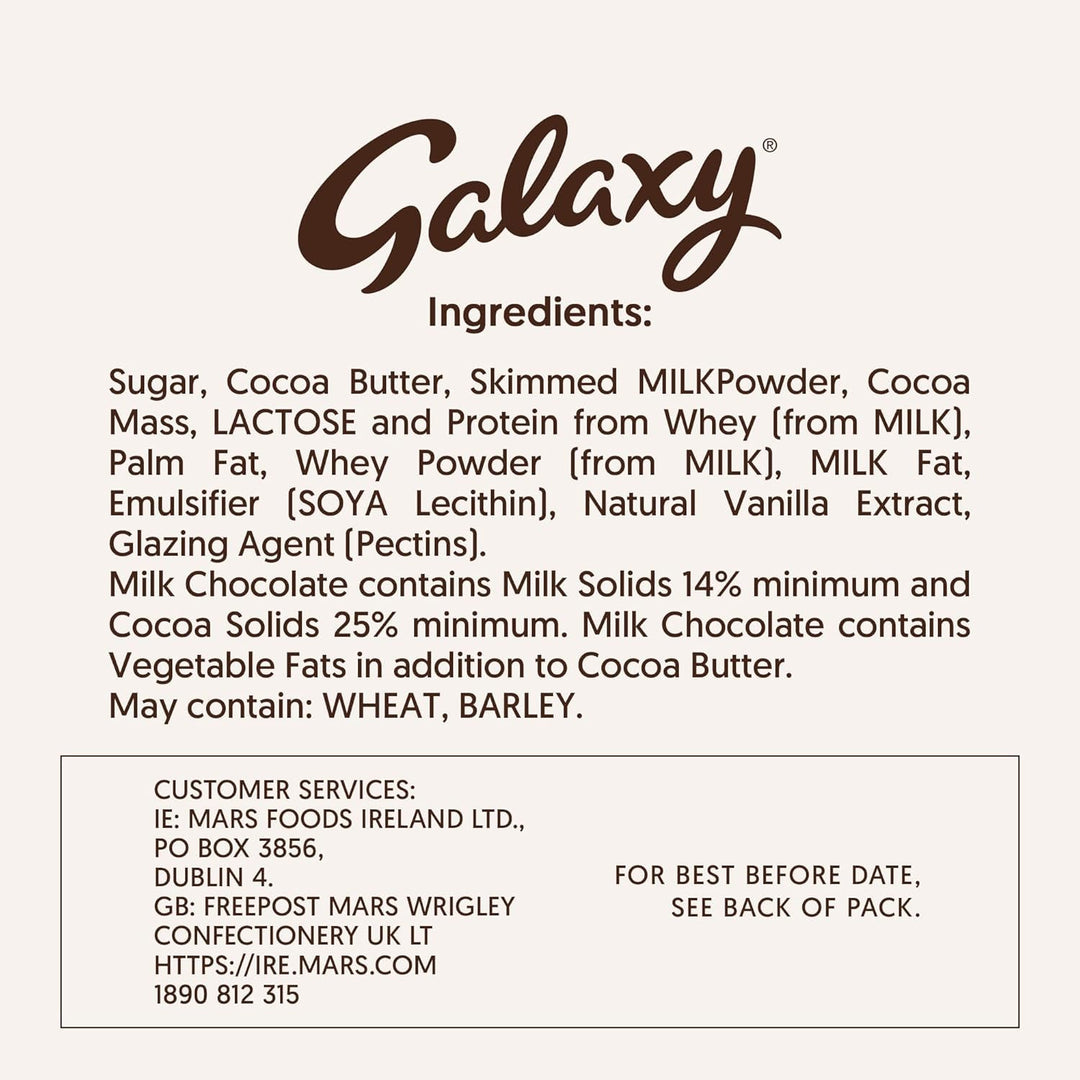 Galaxy Counters Chocolate Pouch Bulk Box, Milk Chocolate, Kosher Certified, 15 x 112g