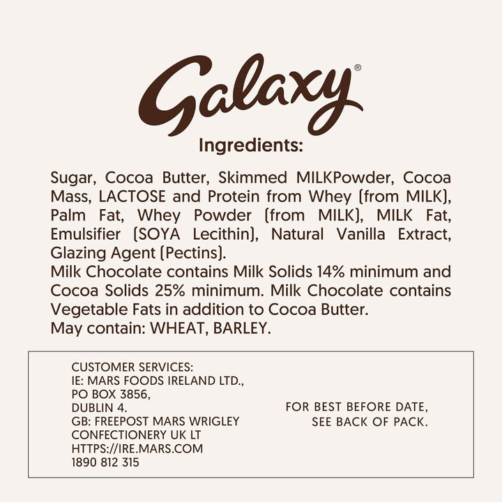 Galaxy Counters Chocolate Pouch Bulk Box, Milk Chocolate, Kosher Certified, 15 x 112g