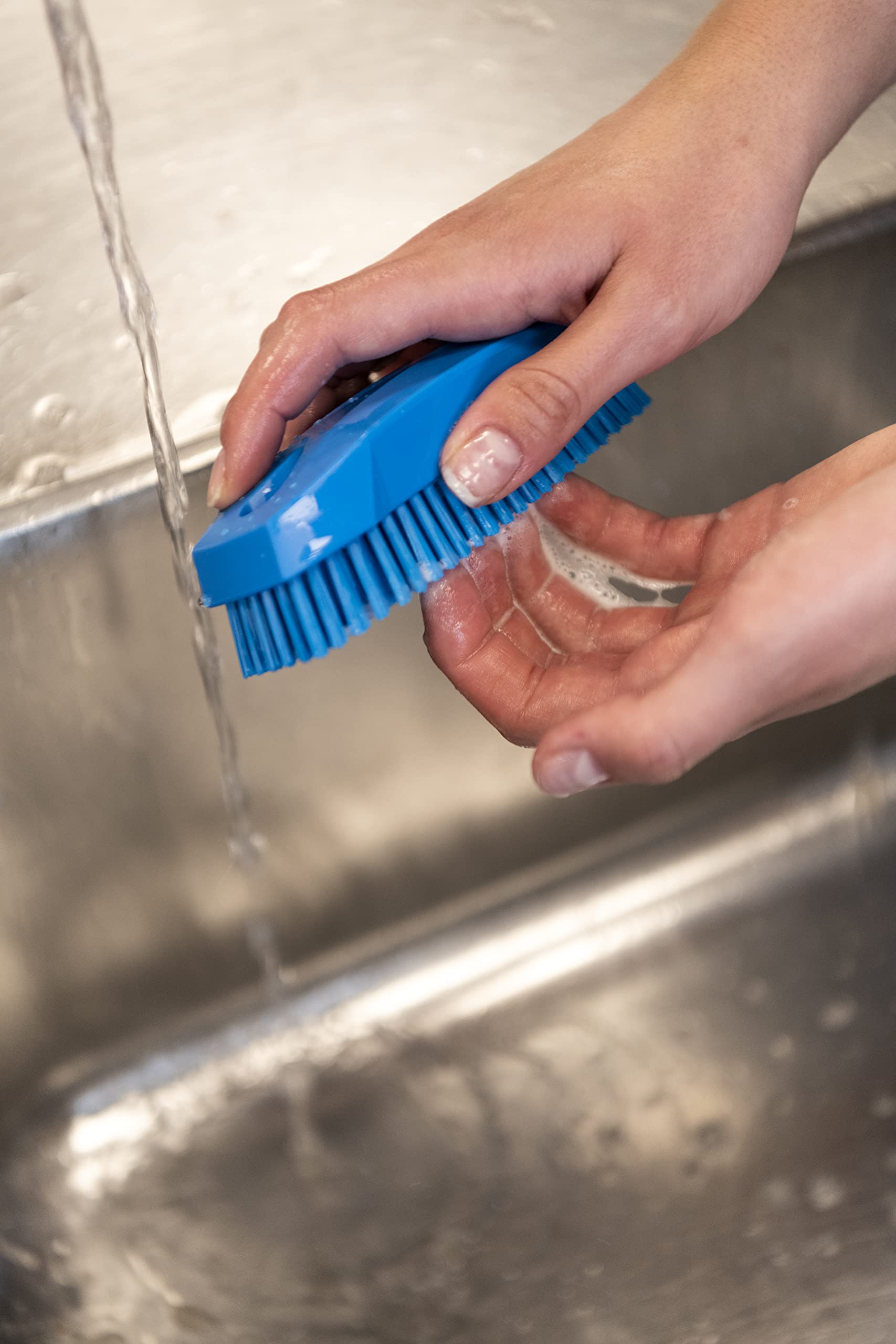 Vikan Hand Brush - Stiff Bristles for Nails & Surfaces | Polypropylene | Blue 6