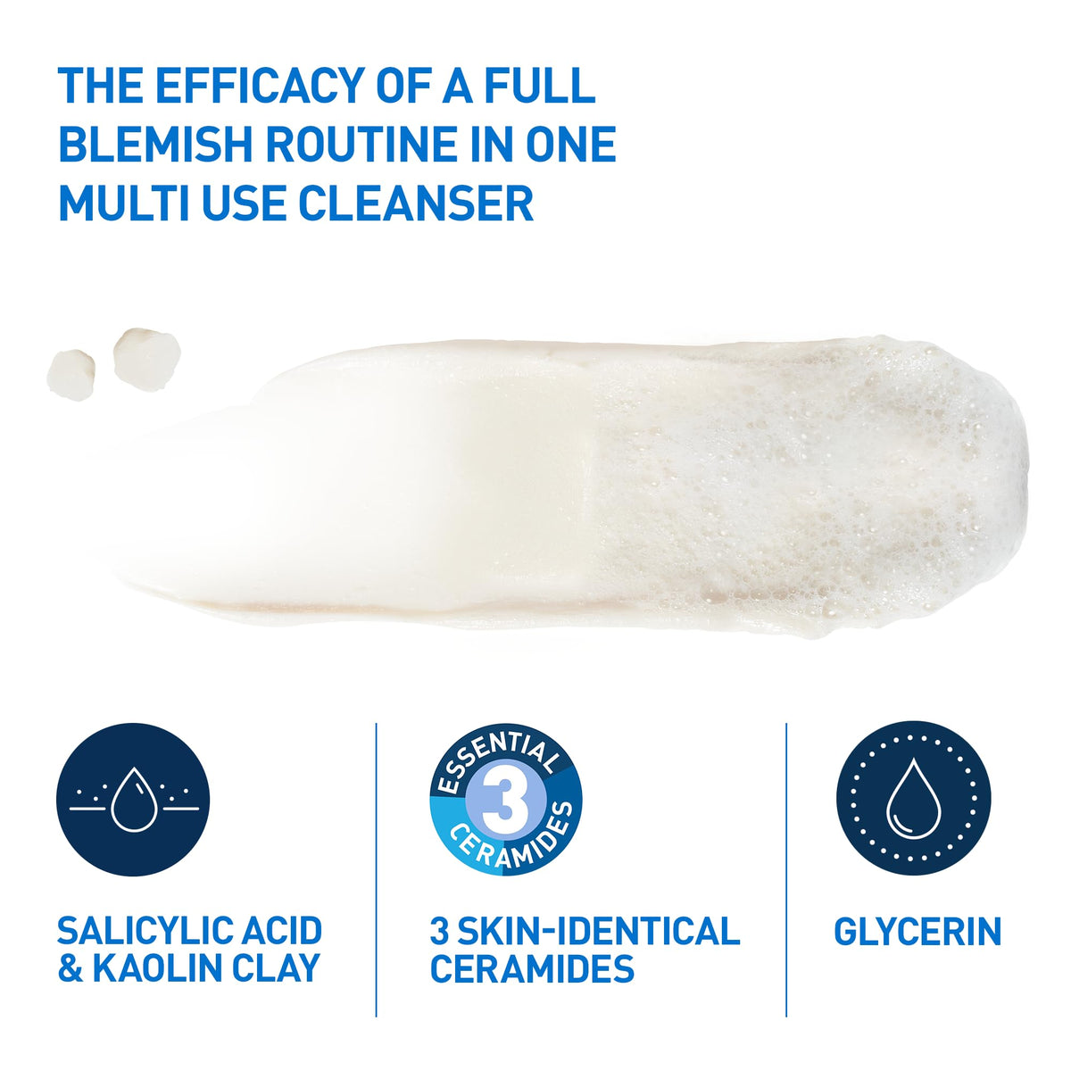 CeraVe Blemish Clay-to-Foam Cleanser - 2% Salicylic Acid, 3-in-1 Formula, 118 ml