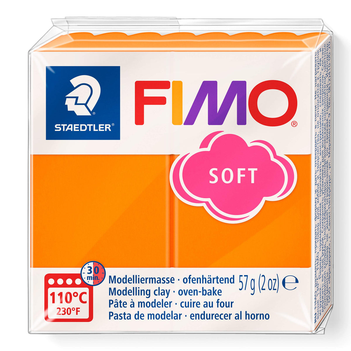 STAEDTLER FIMO Soft Modelling Clay - Oven Hardening Polymer Clay | 57g Block | Tangerine Orange 1