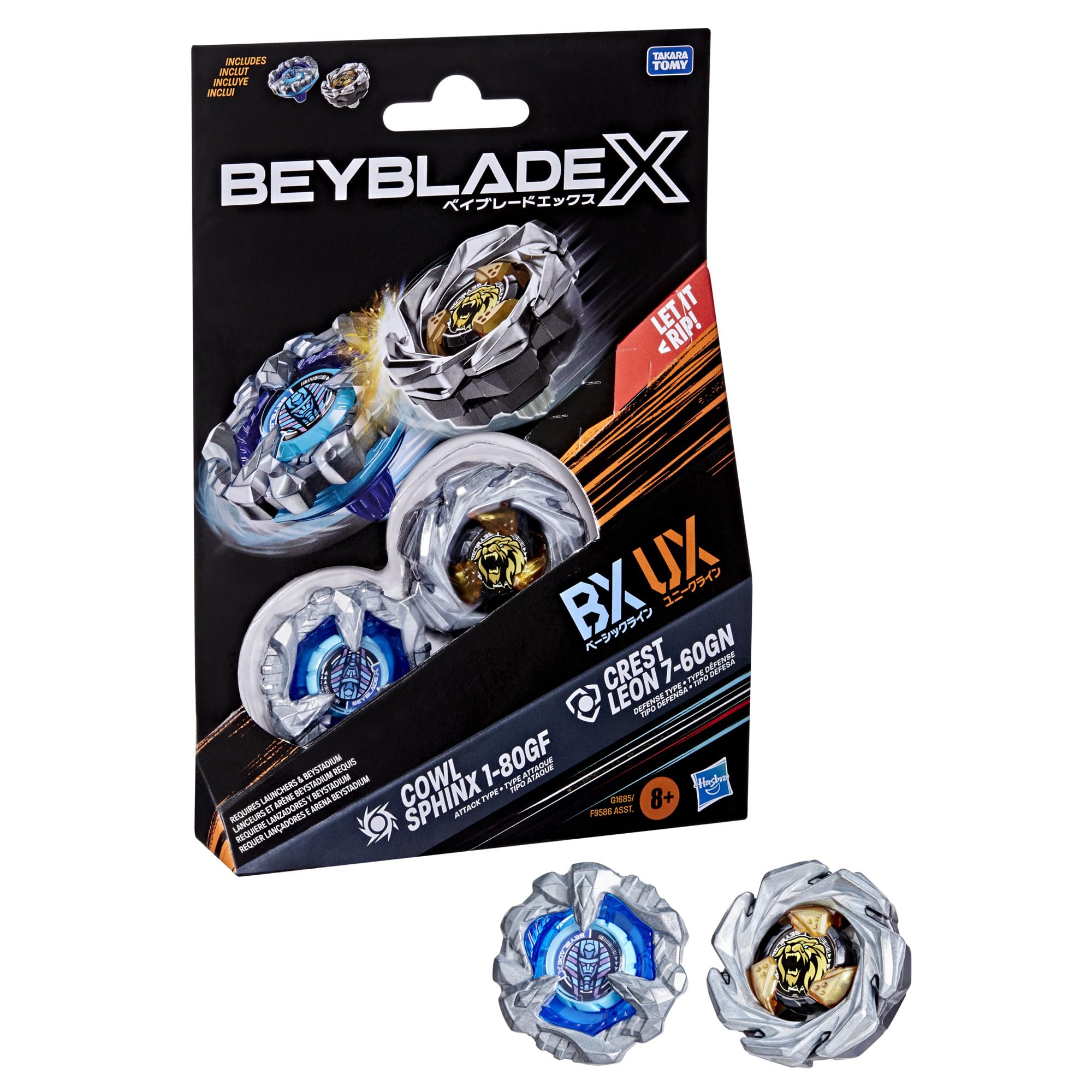 Beyblade Cowl Sphinx 1-80GF & Crest Leon 7-60GN Dual Pack Set | Right-Spin Attack & Defense Types 1