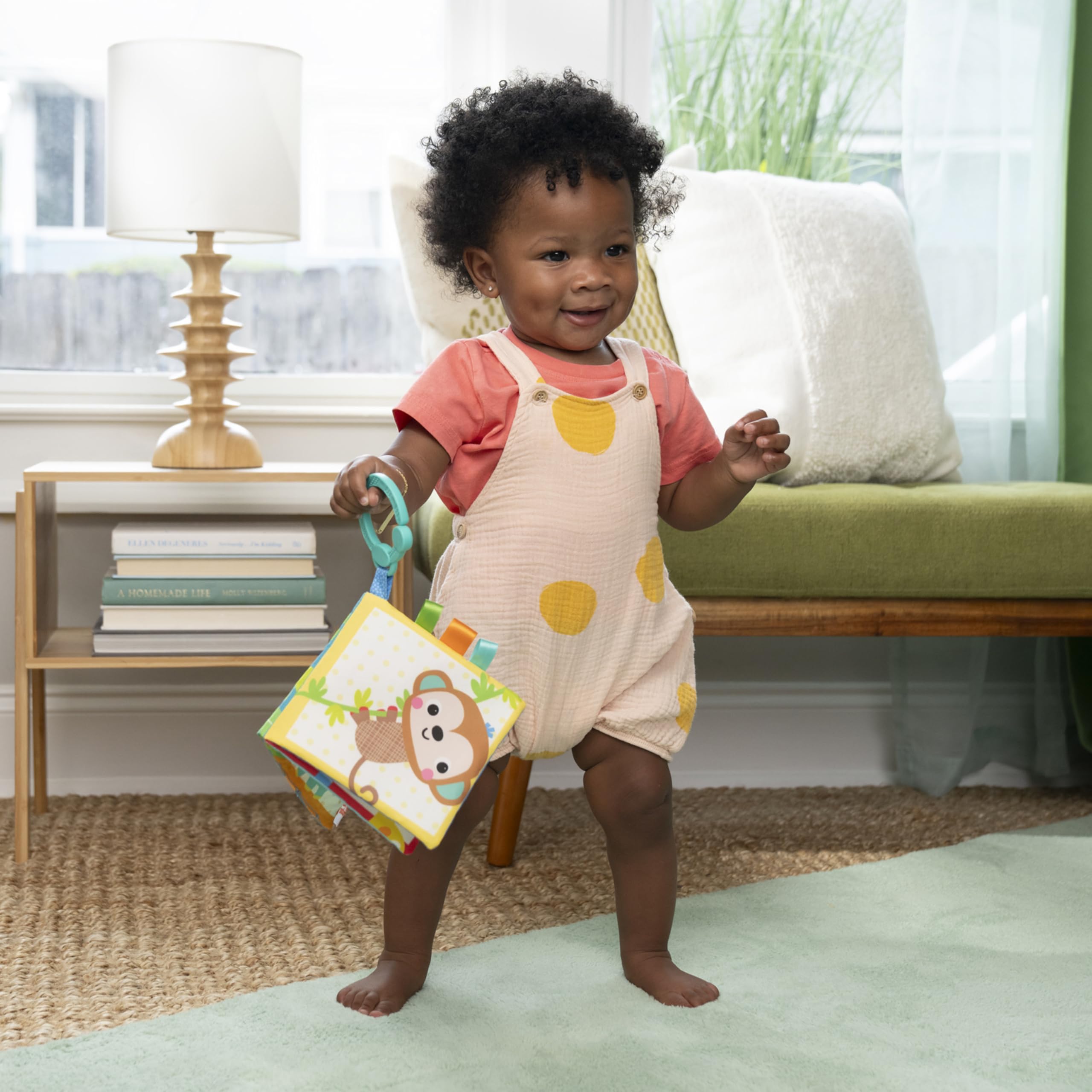 Bright Starts Safari Buddies Soft Crinkle Book Stroller Toy | Sensory Stimulation | Unisex Baby 2