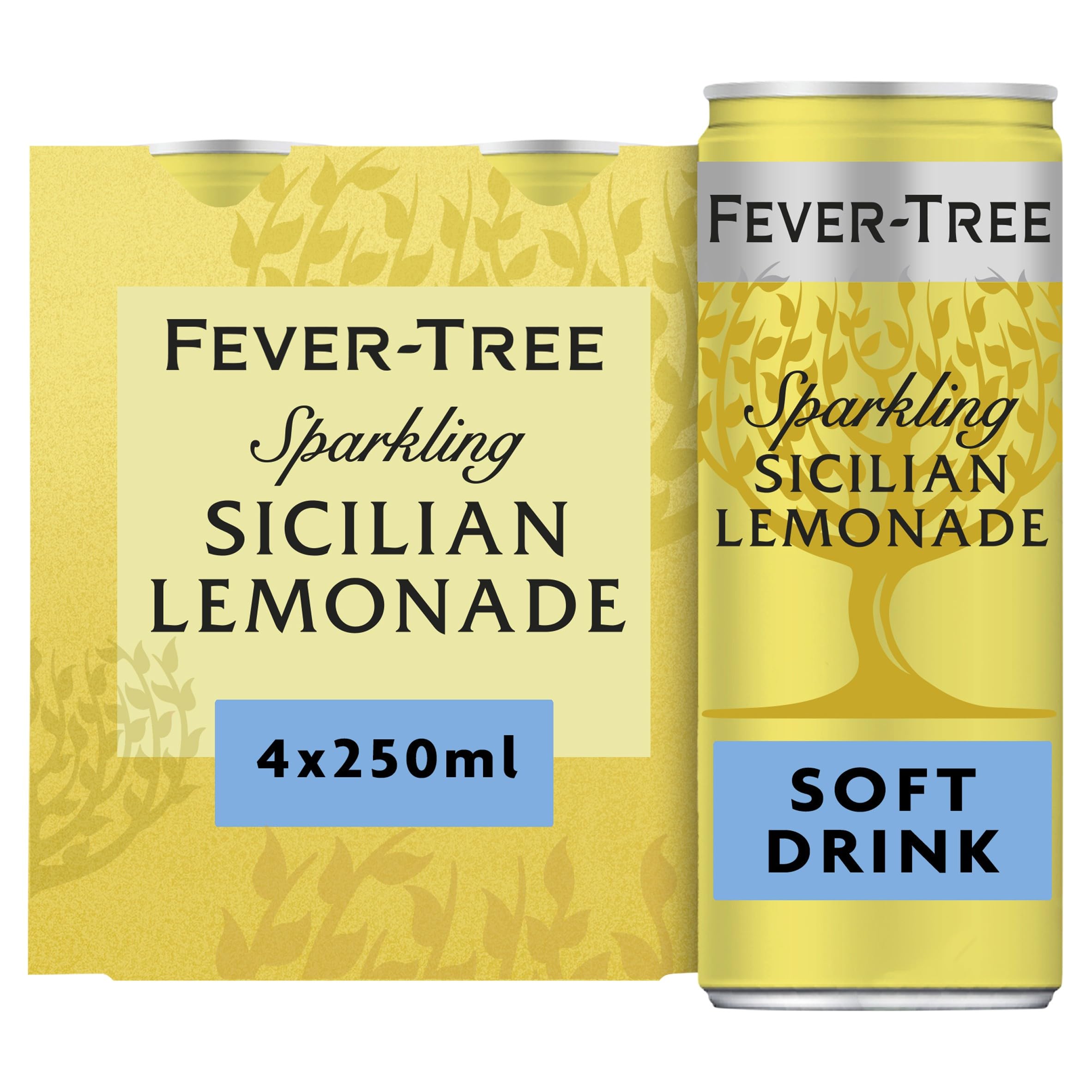 FEVER-TREE Premium Refreshingly Light Sicilian Lemonade - 4x250ml Cans | 18 kcal per 100ml 1