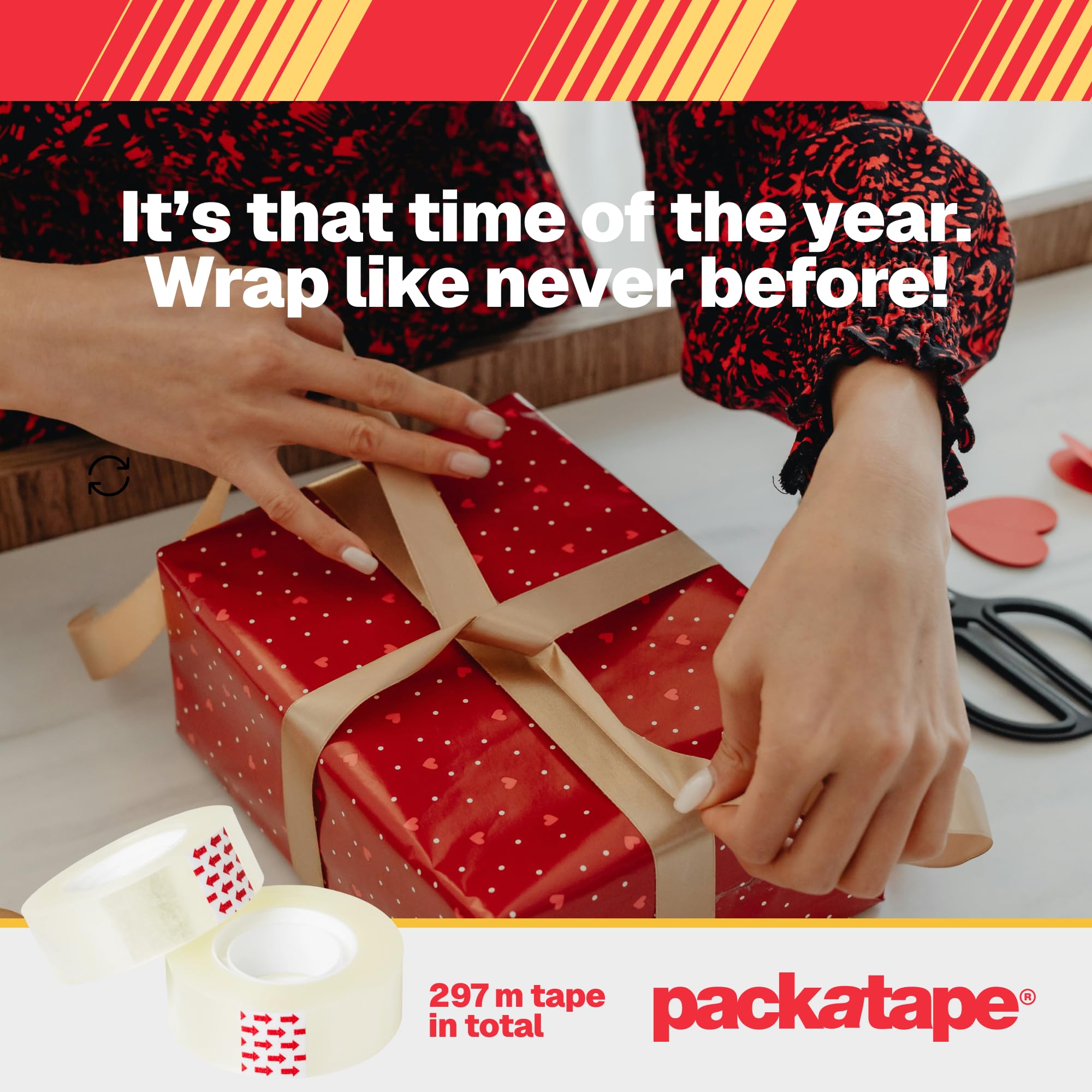 Packatape Cellotape - 9 Clear Transparent Rolls (18mm x 33m) with Dispenser 3