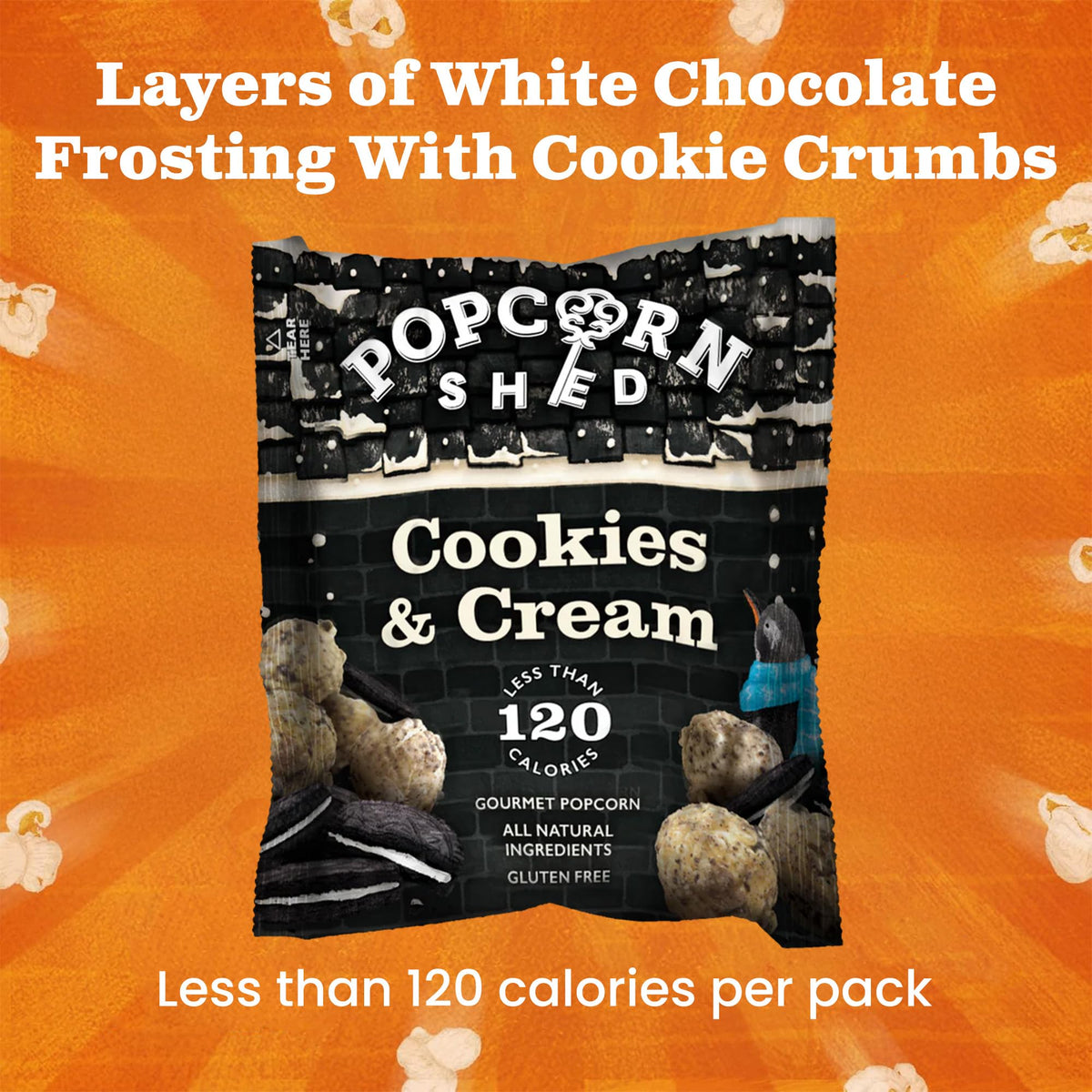 Popcorn Shed Cookies & Cream Gourmet Popcorn - Gluten Free, 16 x 24g