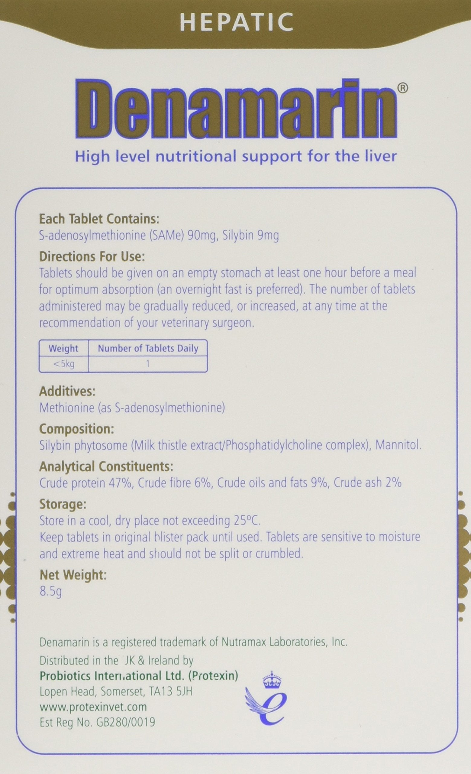 Protexin Denamarin Liver Support Multivitamins for Cats & Small Dogs - 30 Tablets