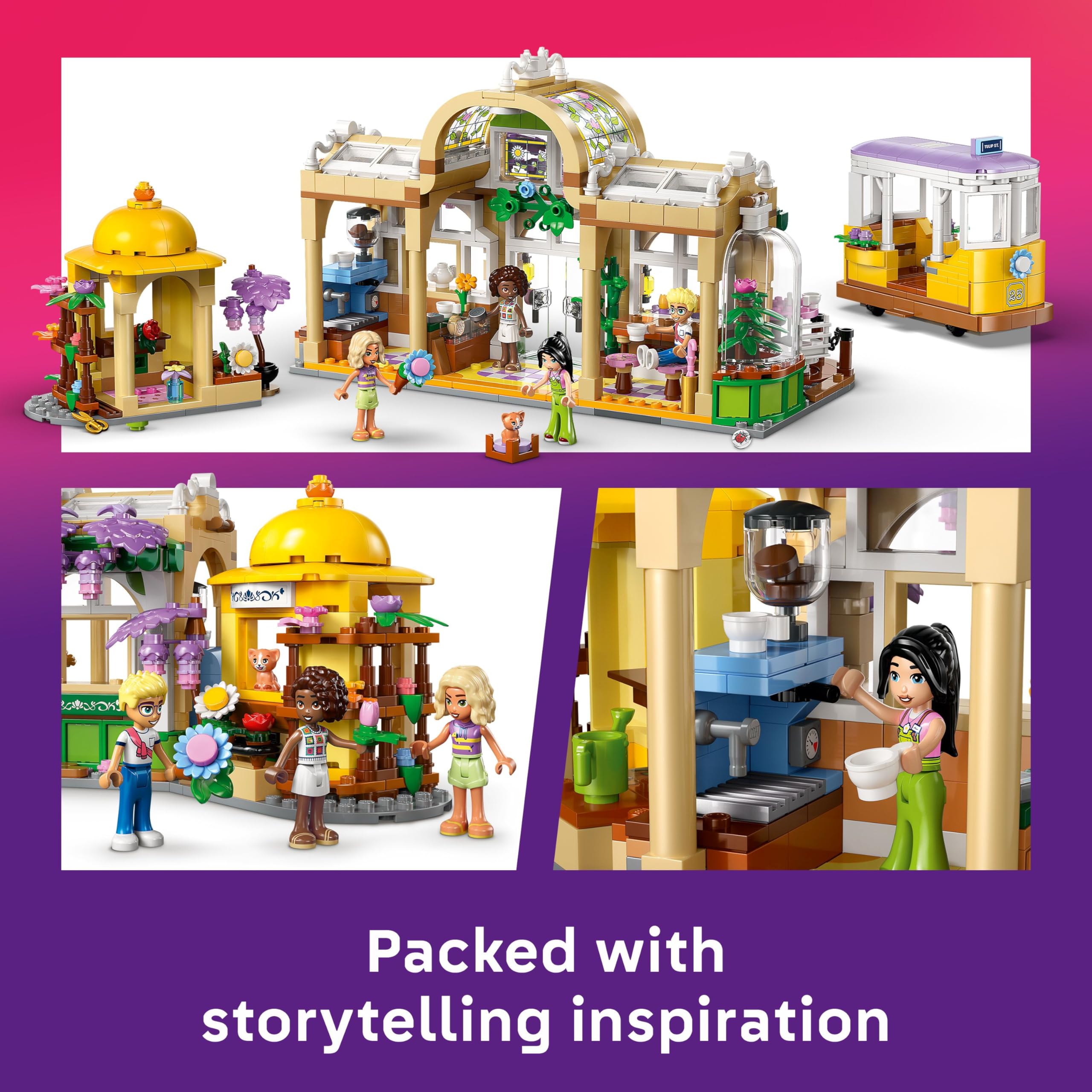 LEGO Friends Plant Café & Flower Shop - Building Set with 4 Mini Dolls and Tram, 1138 Pieces 2