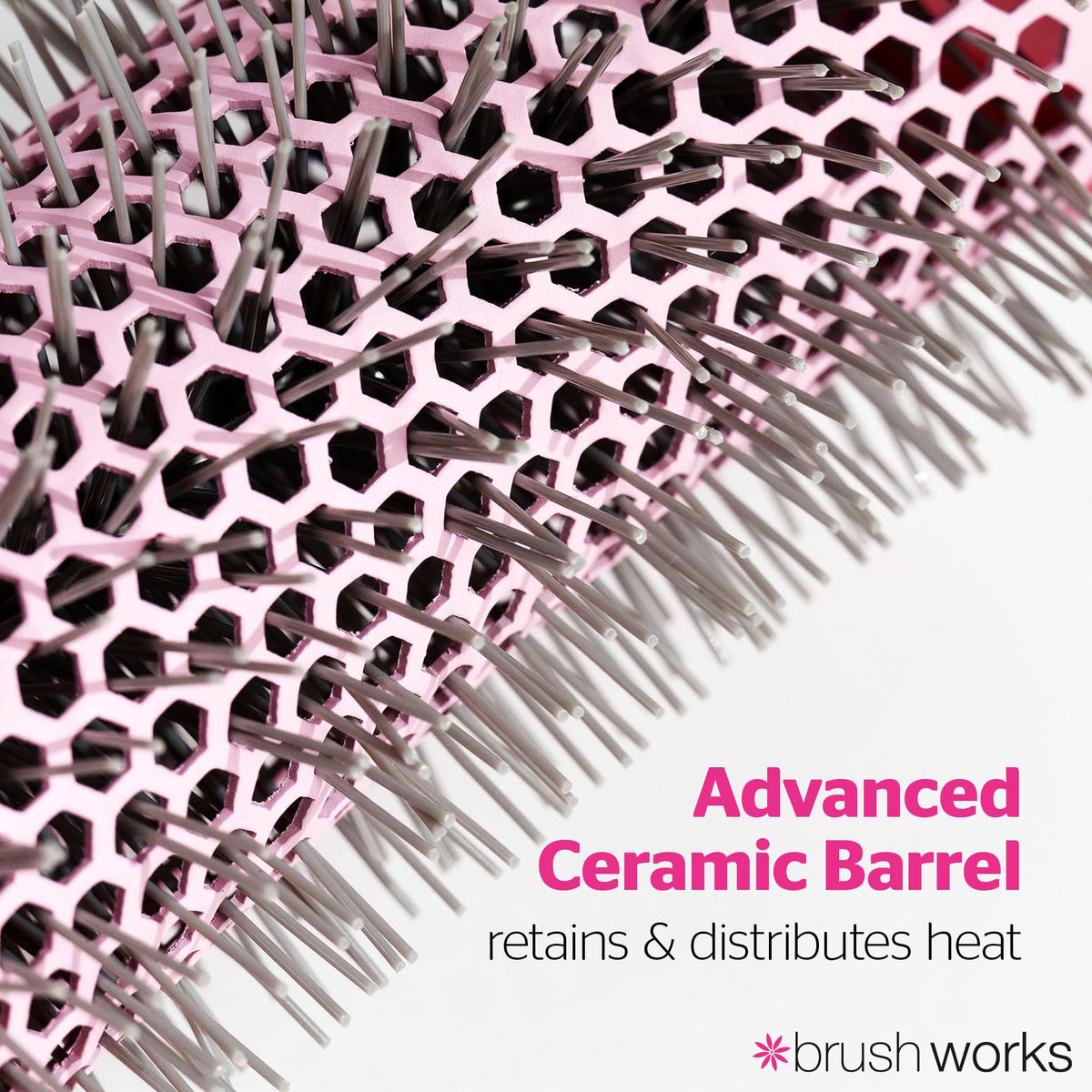 Brushworks Radial Vent Brush - Medium, Ceramic Barrel, Heat Resistant, Pink 4