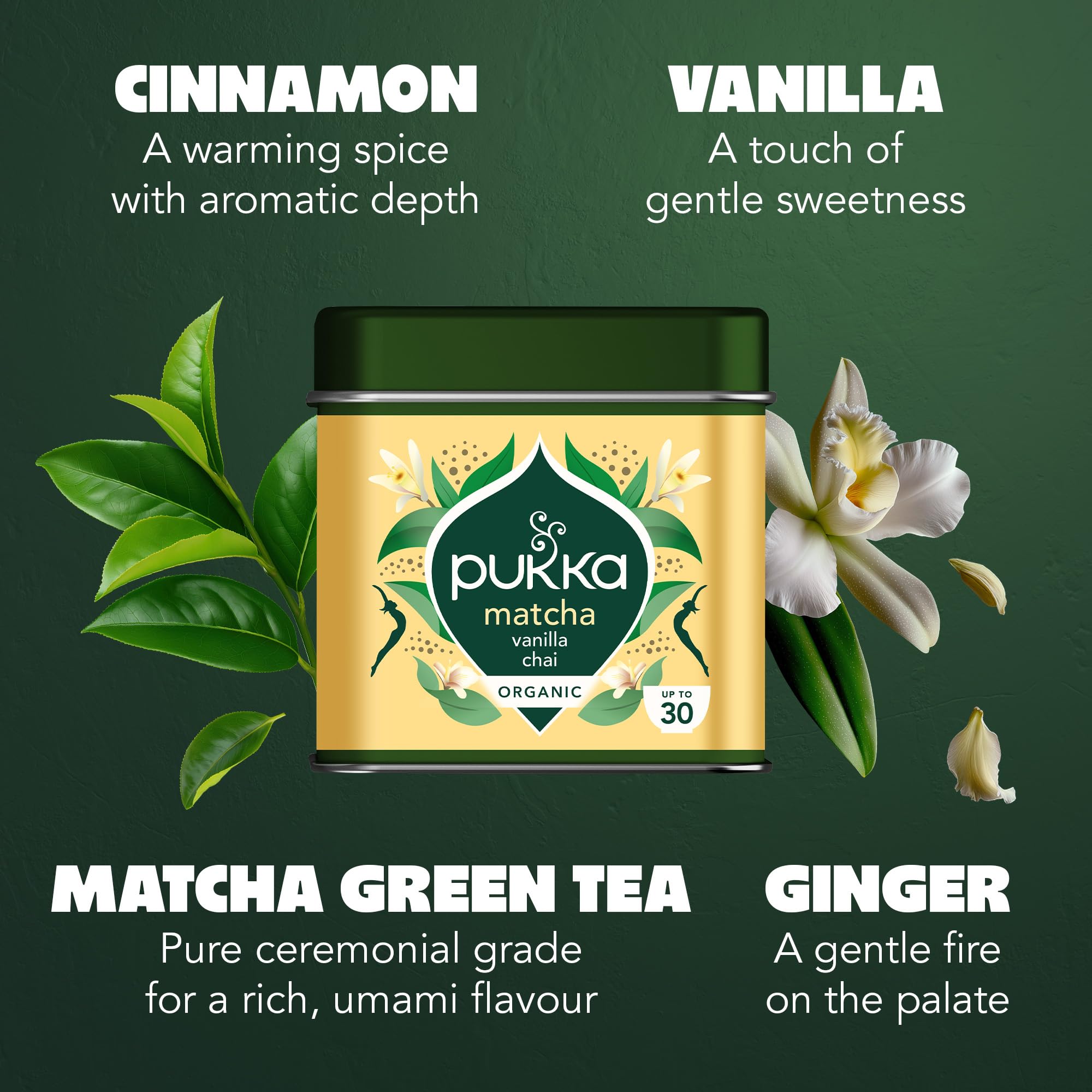 Pukka Herbs Organic Matcha Vanilla Chai Powder - Warming & Aromatic | 30g | Fair for Life Certified 3