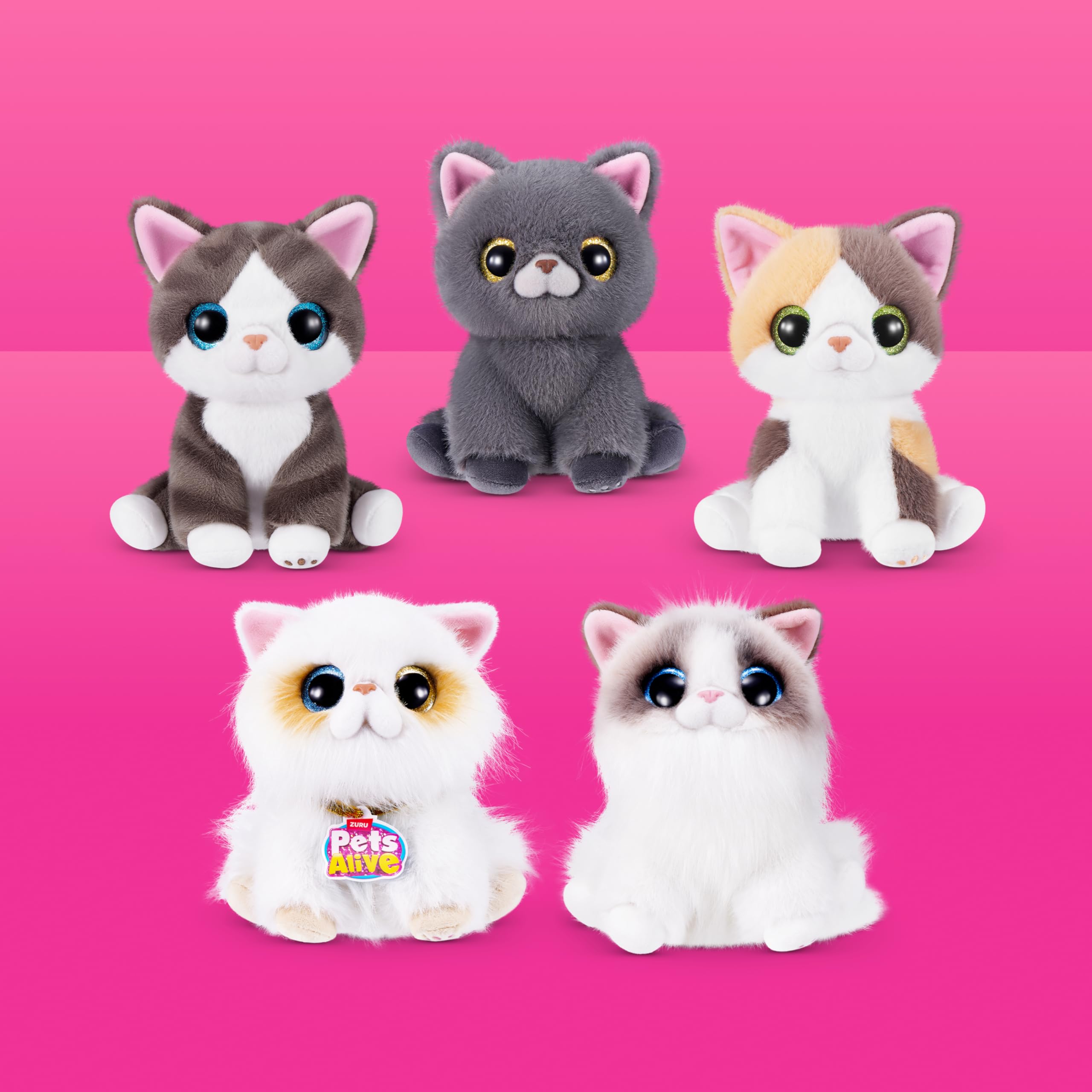 Pets Alive Smitten Kittens Series 2 Interactive Plush Toy - Calico Cat | 10+ Sounds | Unisex Children 2