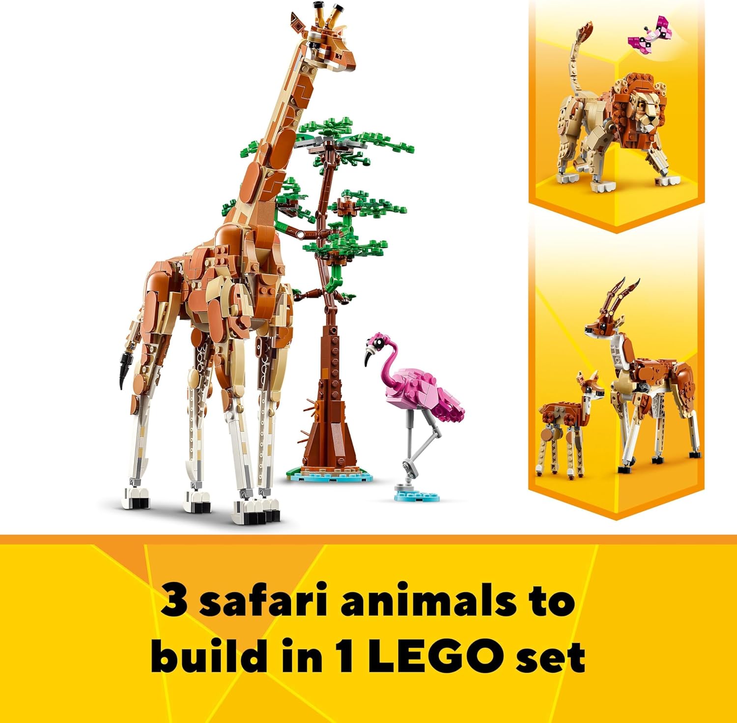 LEGO Creator 3in1 Wild Safari Animals - Buildable Giraffe, Gazelle & Lion Playset for Kids 9+ 2