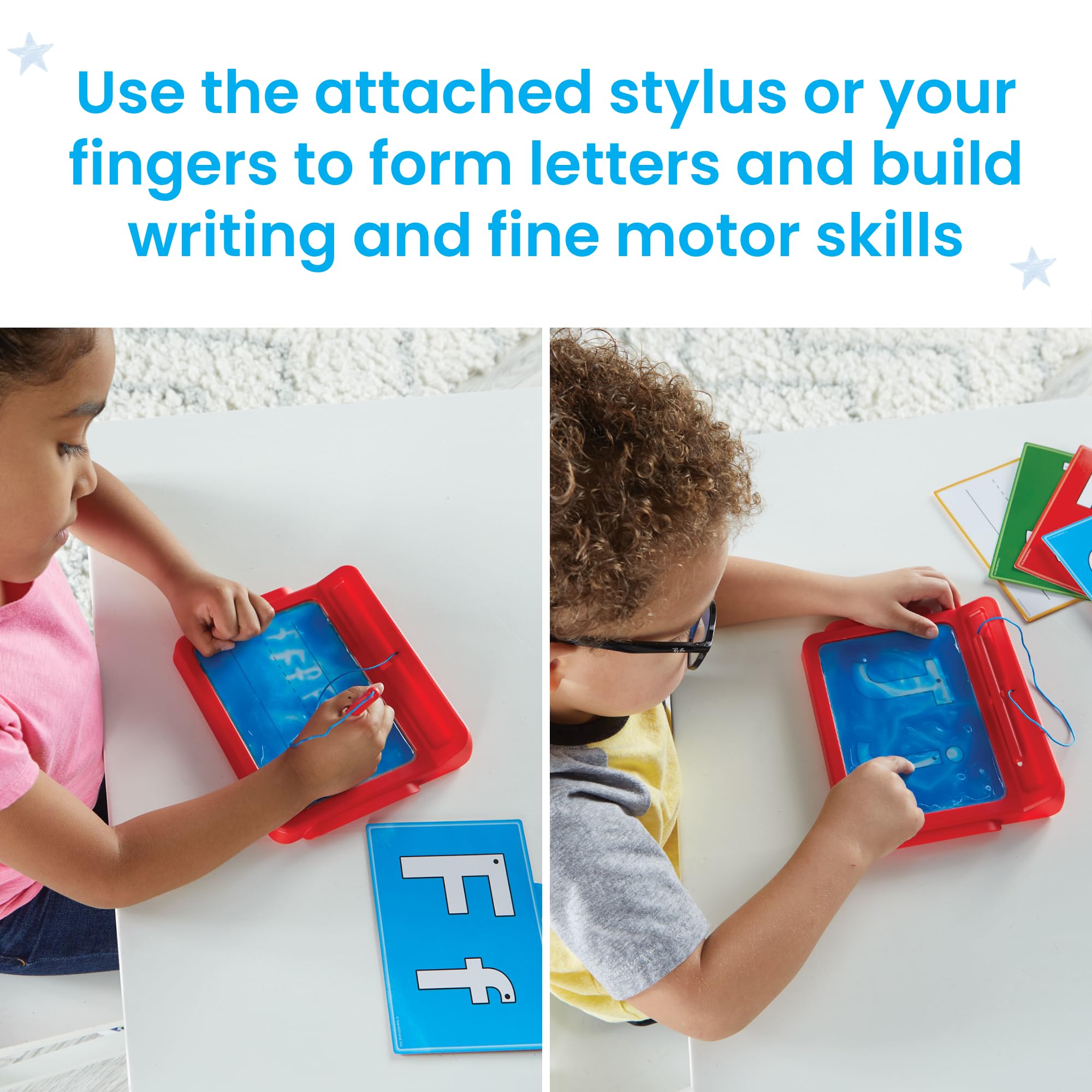 hand2mind Letter Tracing Sensory Pad - Mess-Free Gel Writing for Kids 3-5 | Includes 16 Double-Sided Cards 6