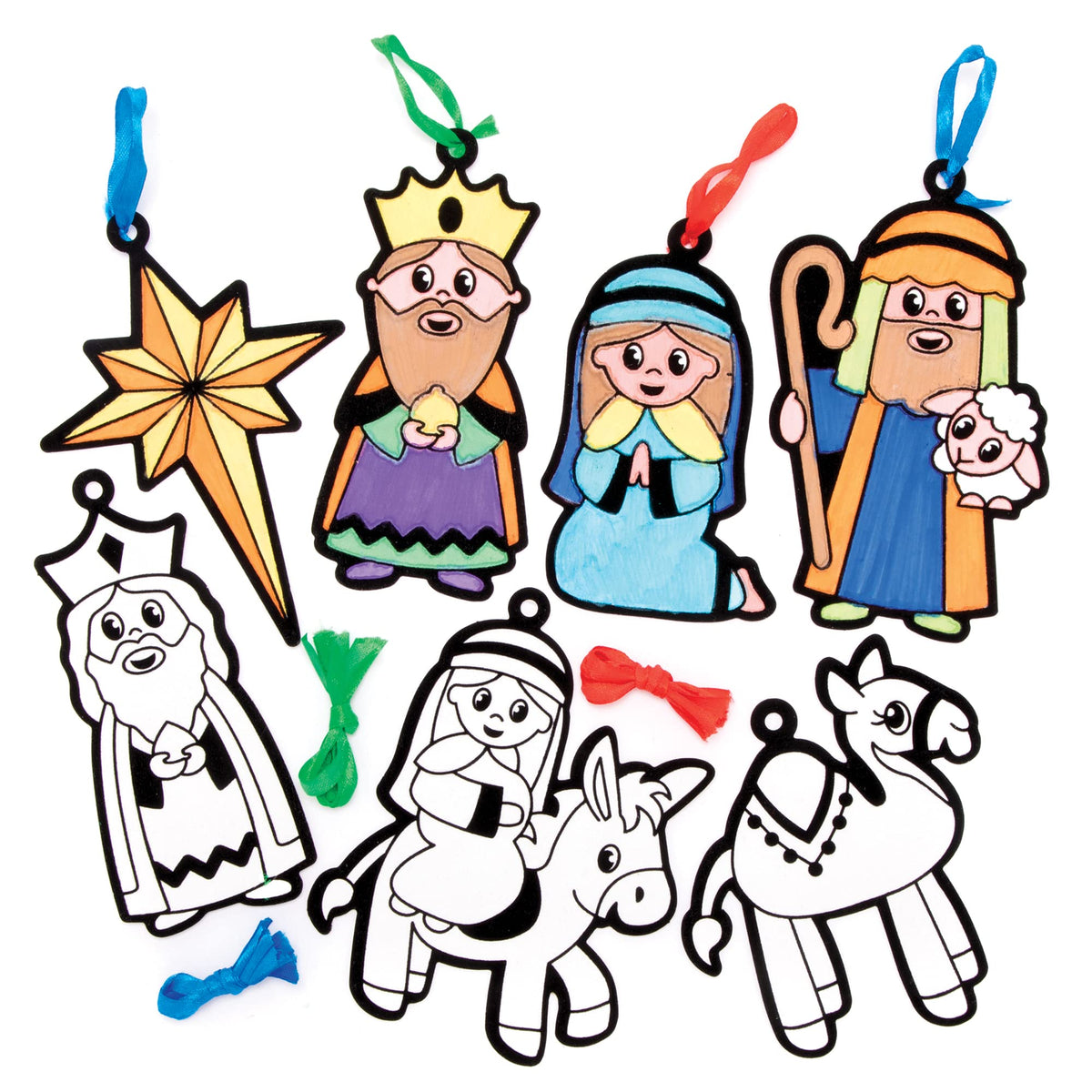 Baker Ross Nativity Colour In Decorations - Pack of 15 | Kids' Craft Kit | Ages 3+