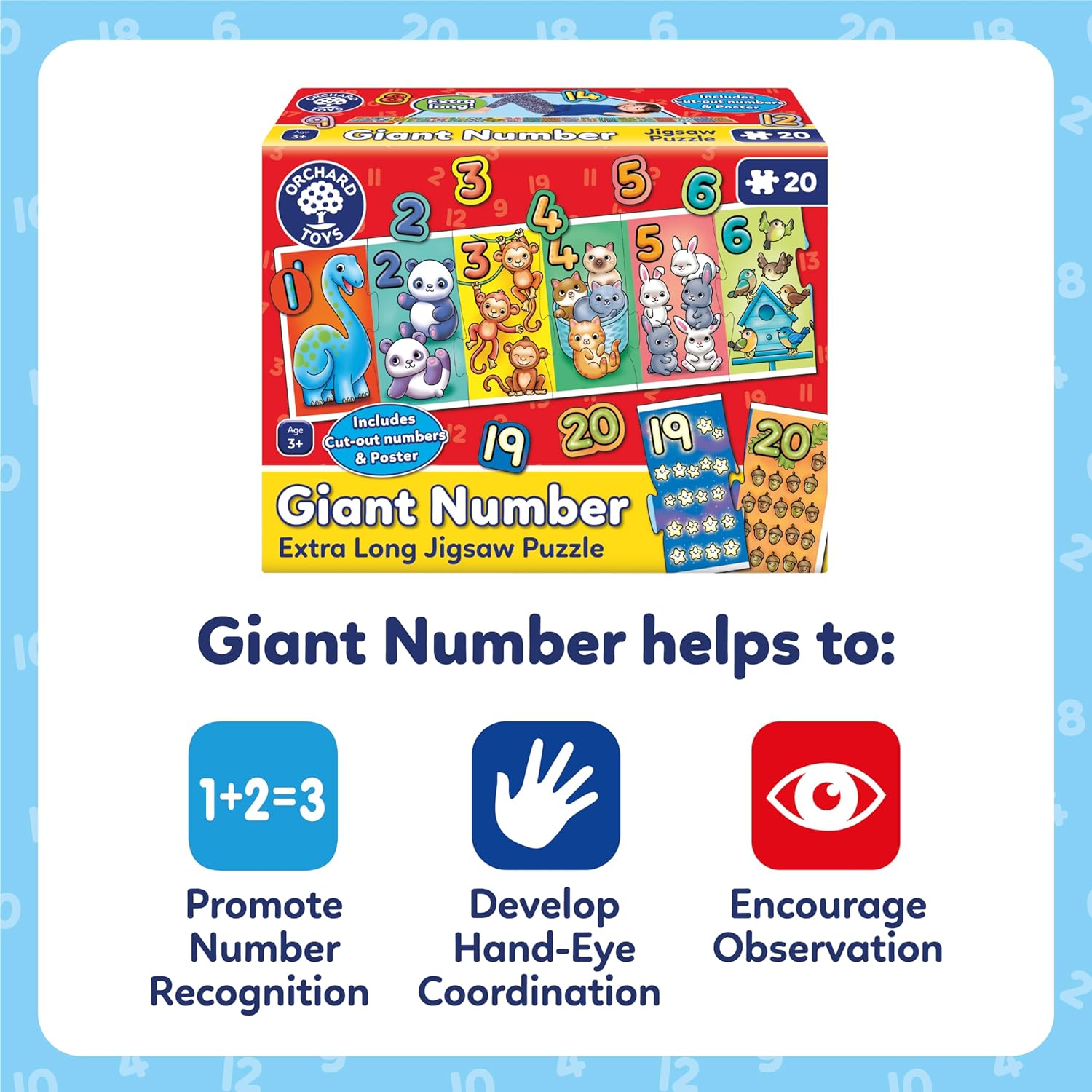 Orchard Toys Giant Number Puzzle - Educational 1-20 Jigsaw for Kids Ages 3+ 2