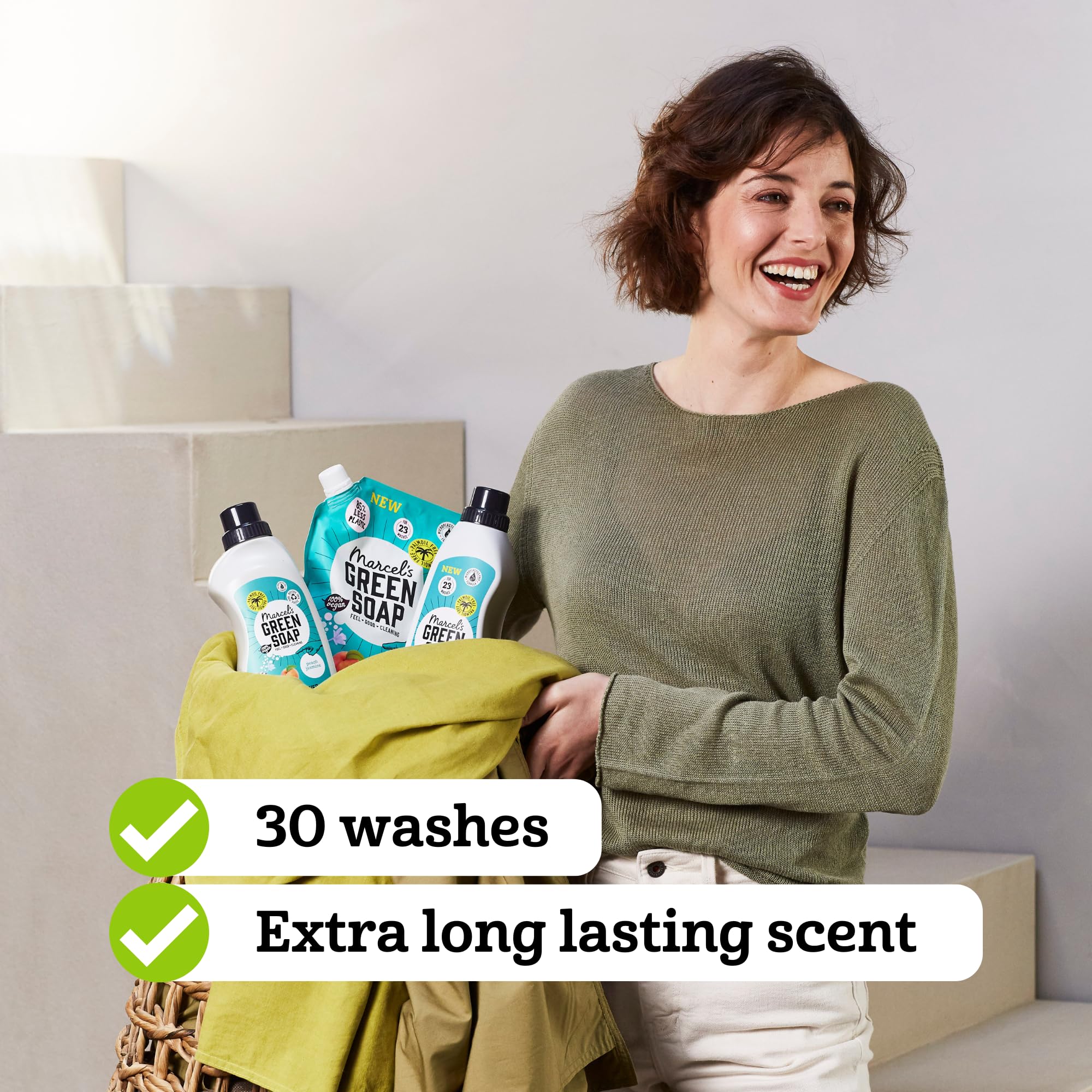 Marcel's Green Soap Fabric Softener Refill - Peach & Jasmine Scent | 750 ml | Vegan Formula 6