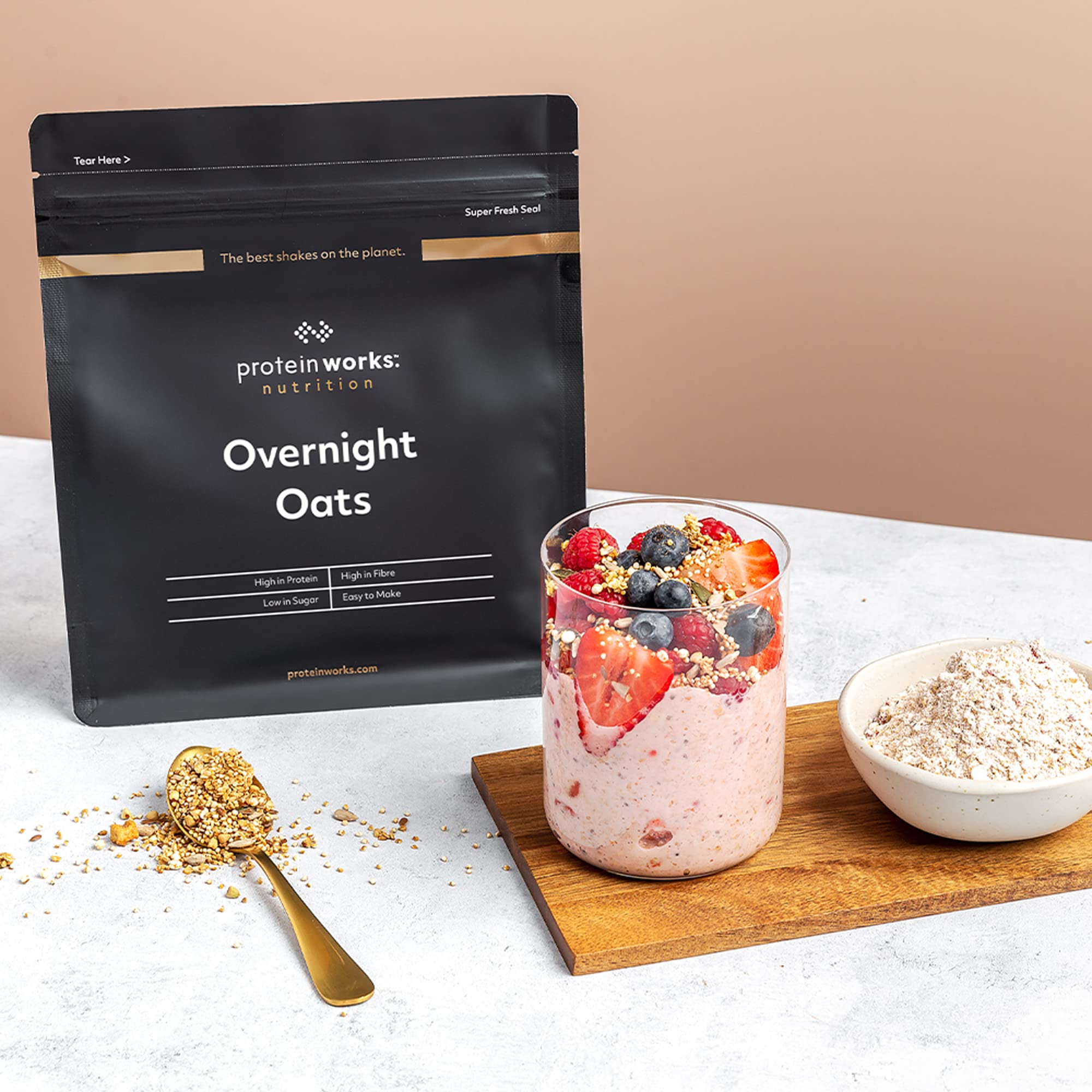Protein Works Overnight Oats - Summer Berries High Protein Breakfast, 500 g 10