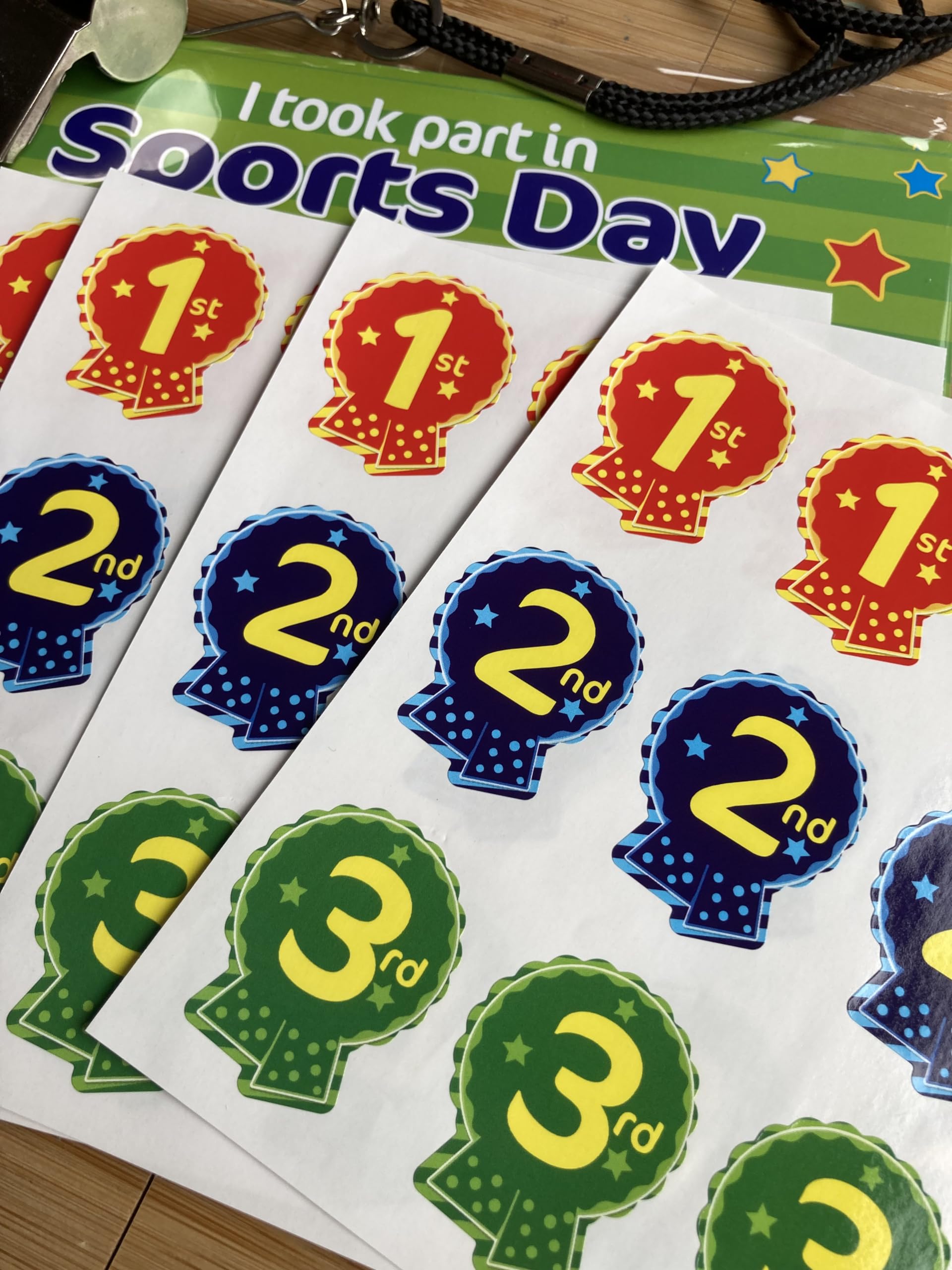 SuperStickers 1st, 2nd, 3rd Rosette Sticker Pack - 60 Count for Sports Day Awards | Vinyl 4