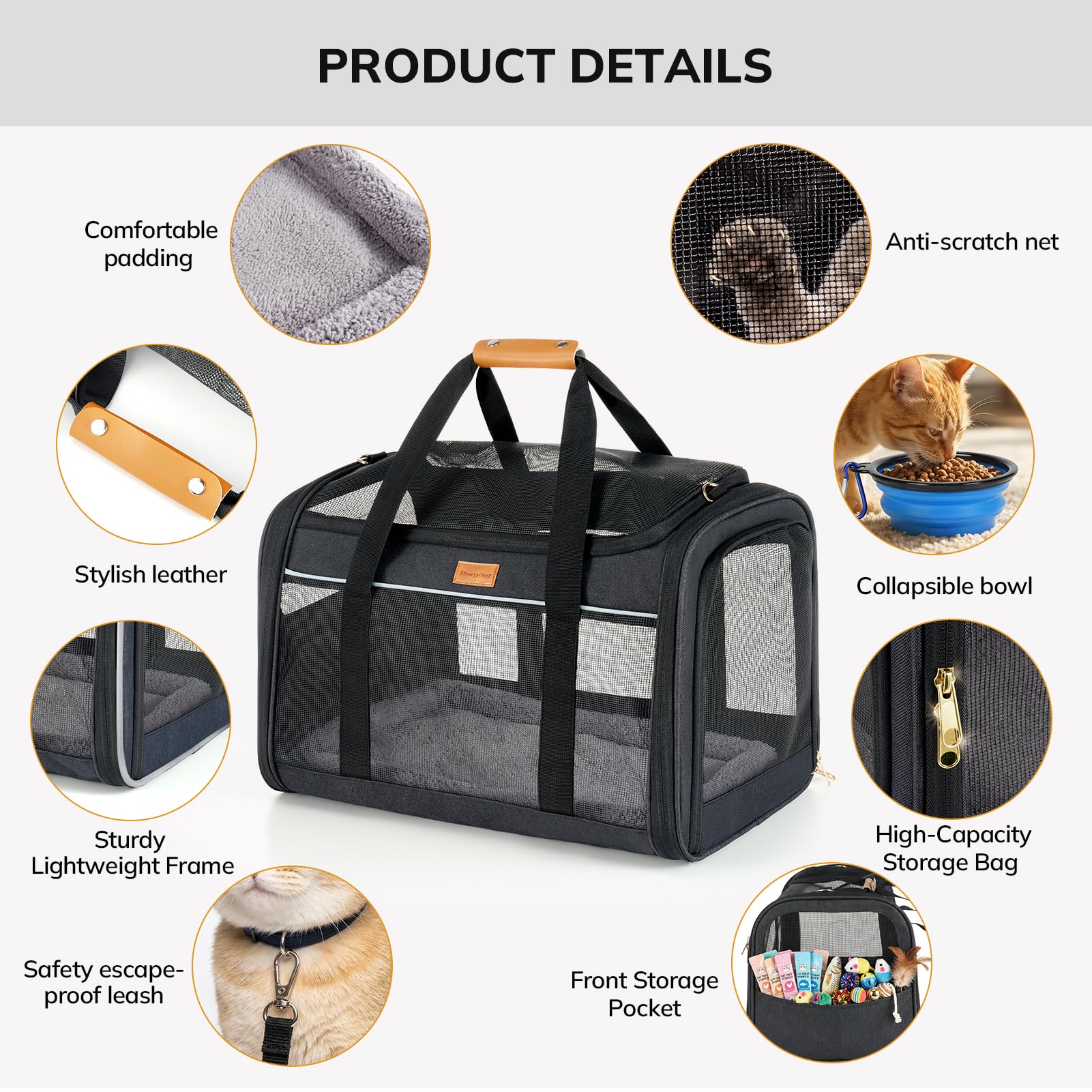 Morpilot Large Pet Carrier Bag - Breathable, Sturdy, Easy to Clean | 51x33x33cm 2