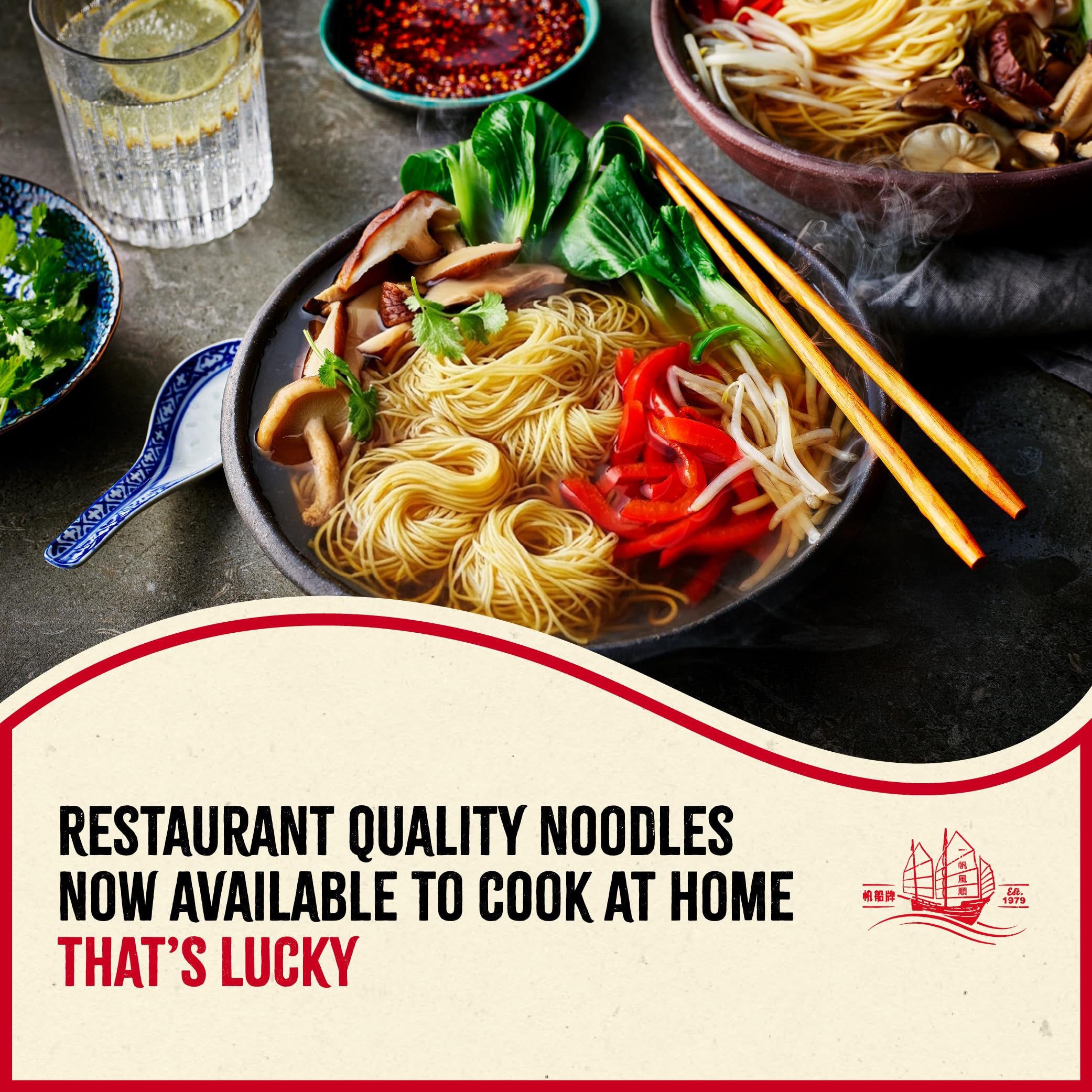 LUCKY BOAT No. 2 Thin White Wheat Ramen Noodles - Vegan, Egg Free | 900g Bulk Pack 3