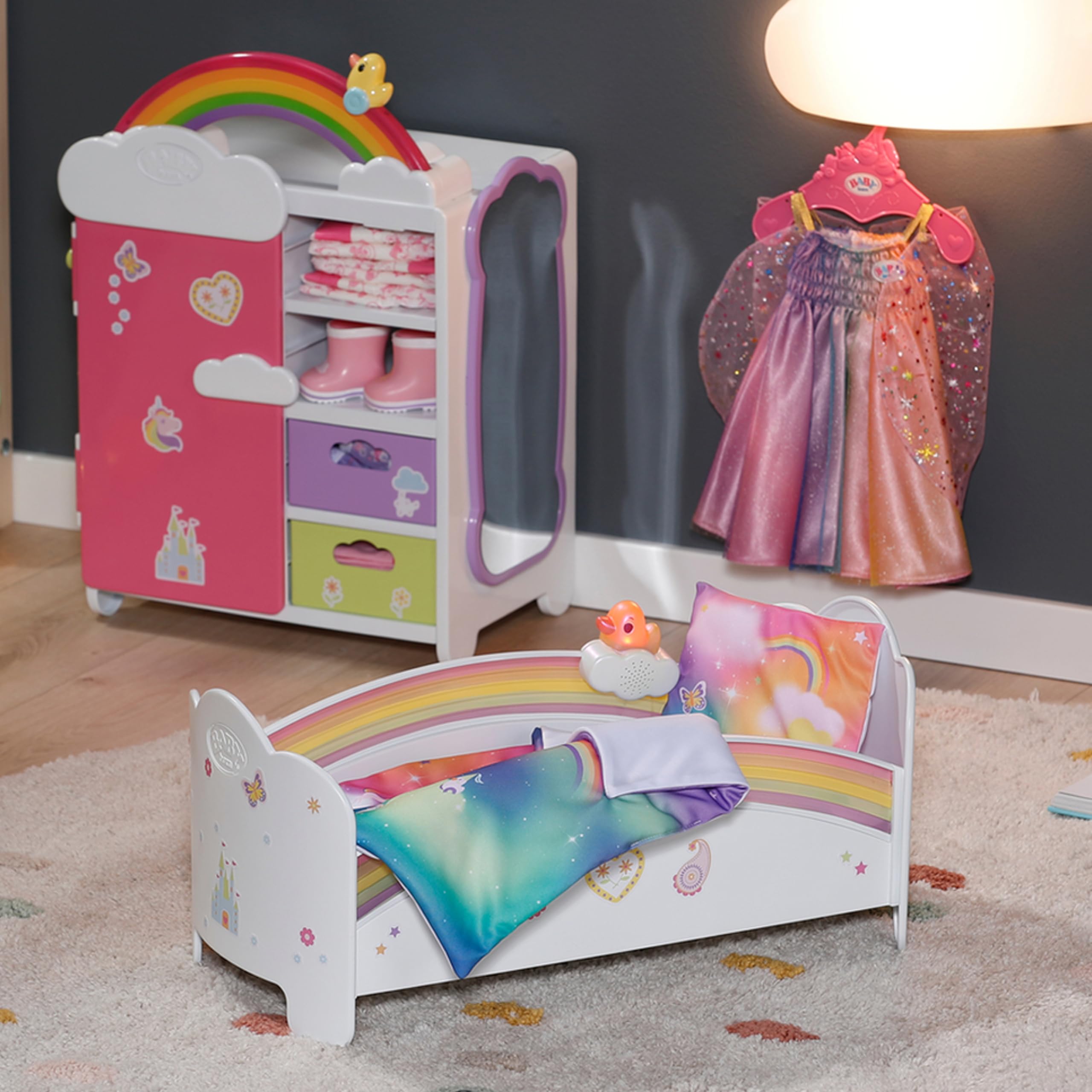 BABY born Rainbow Bed - Light & Calming Melodies | Fits 36 Months - 10 Years | Plastic 8