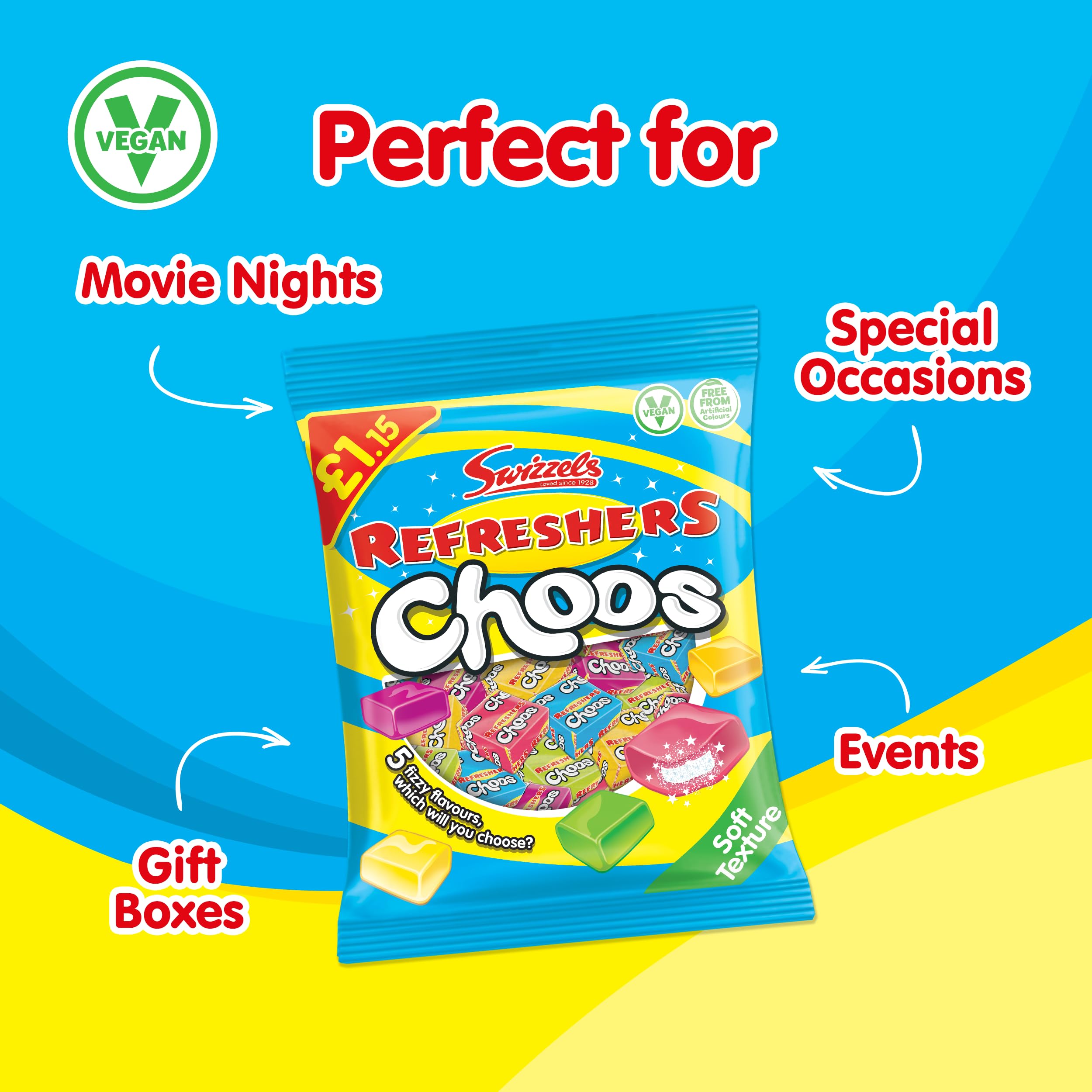 Swizzels Refreshers Choos - Fizzy Fruit Chewy Sweets | 115g Bag 4