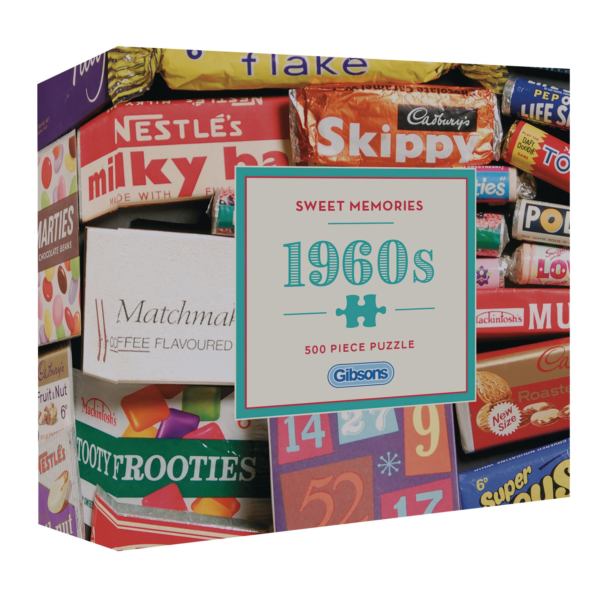 Gibsons Sweet Memories of the 1960s Jigsaw Puzzle - 500 Pieces Vintage Sweets Theme | Recycled Board