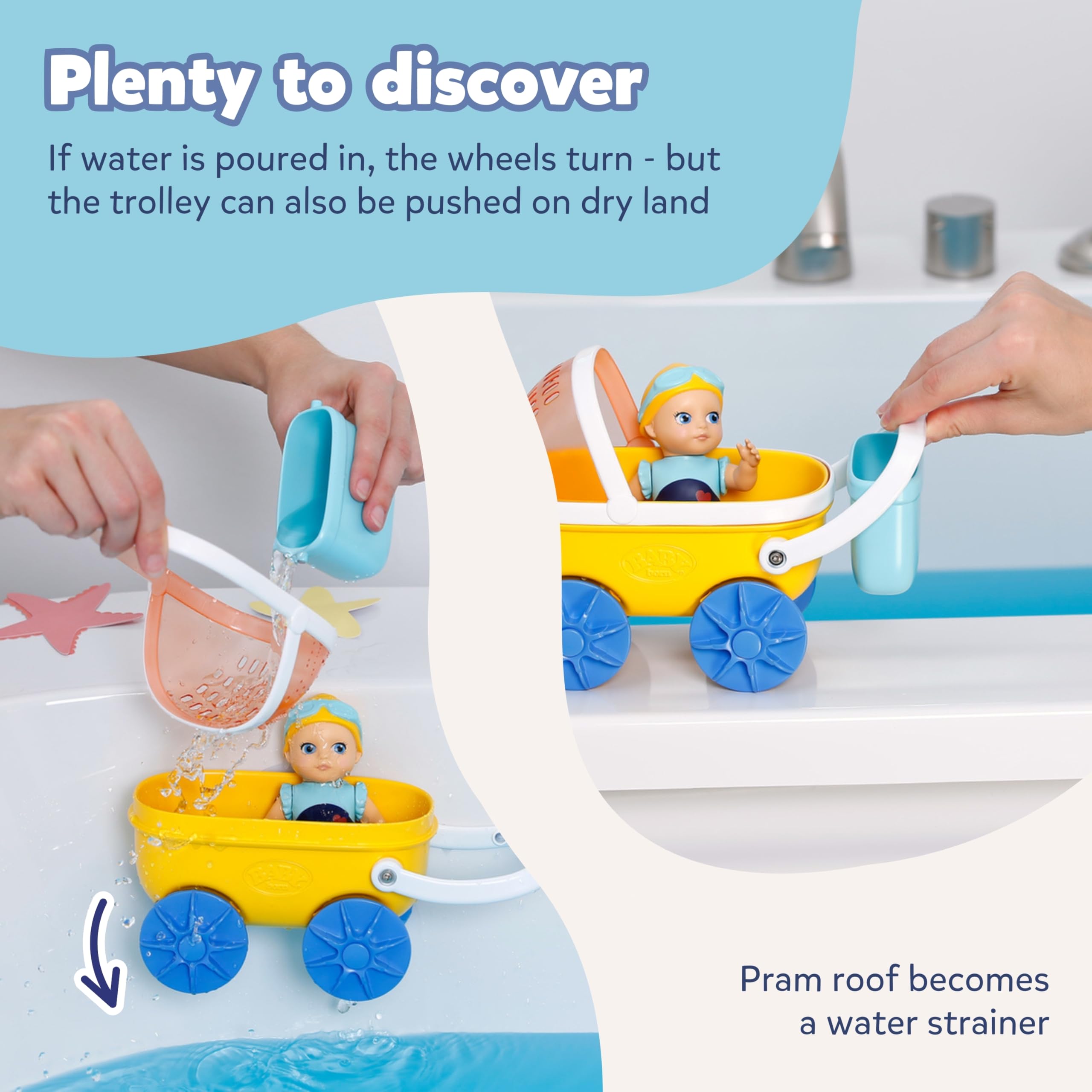 BABY born Splish Splash Pram with Emma - Interactive Bath Toy for Toddlers 1+ 2
