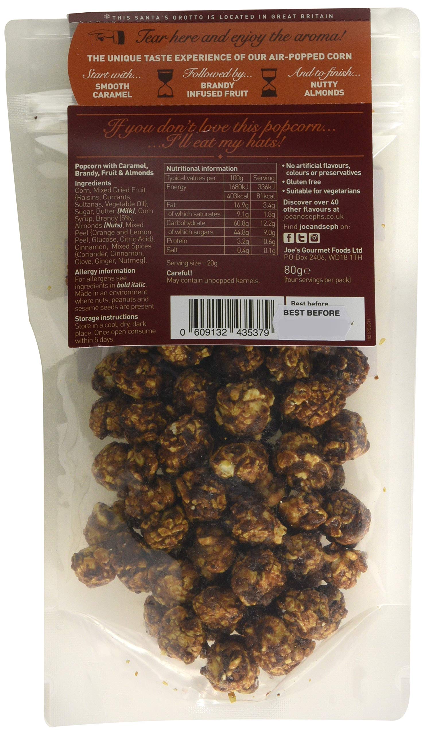 Joe & Seph's Mince Pie Popcorn Pouch 80g - Festive Flavoured Popcorn with Brandy & Spices 2