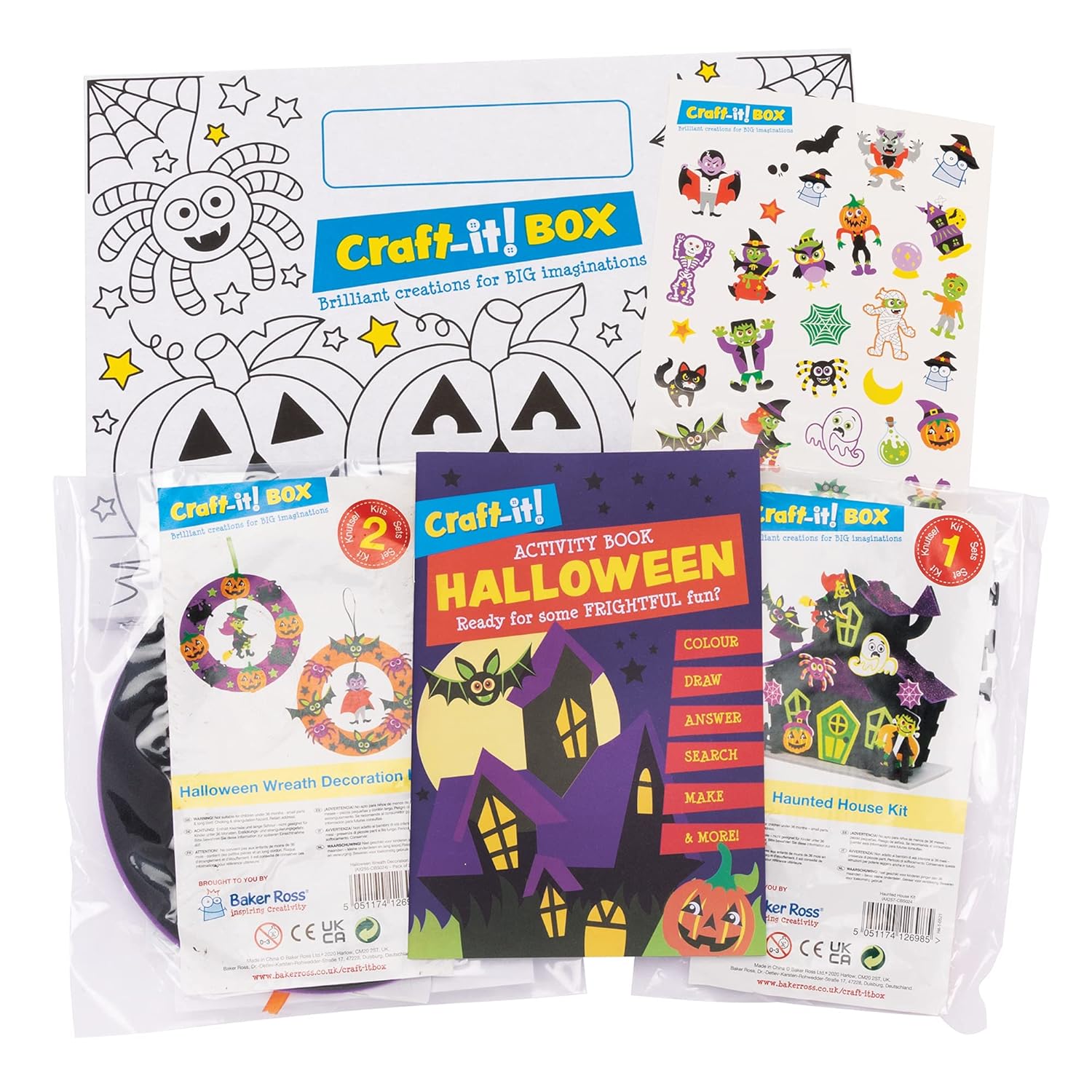 Baker Ross CBS024 Halloween Craft-It! Box - Creative Arts & Crafts Kit for Kids Ages 3-9 1