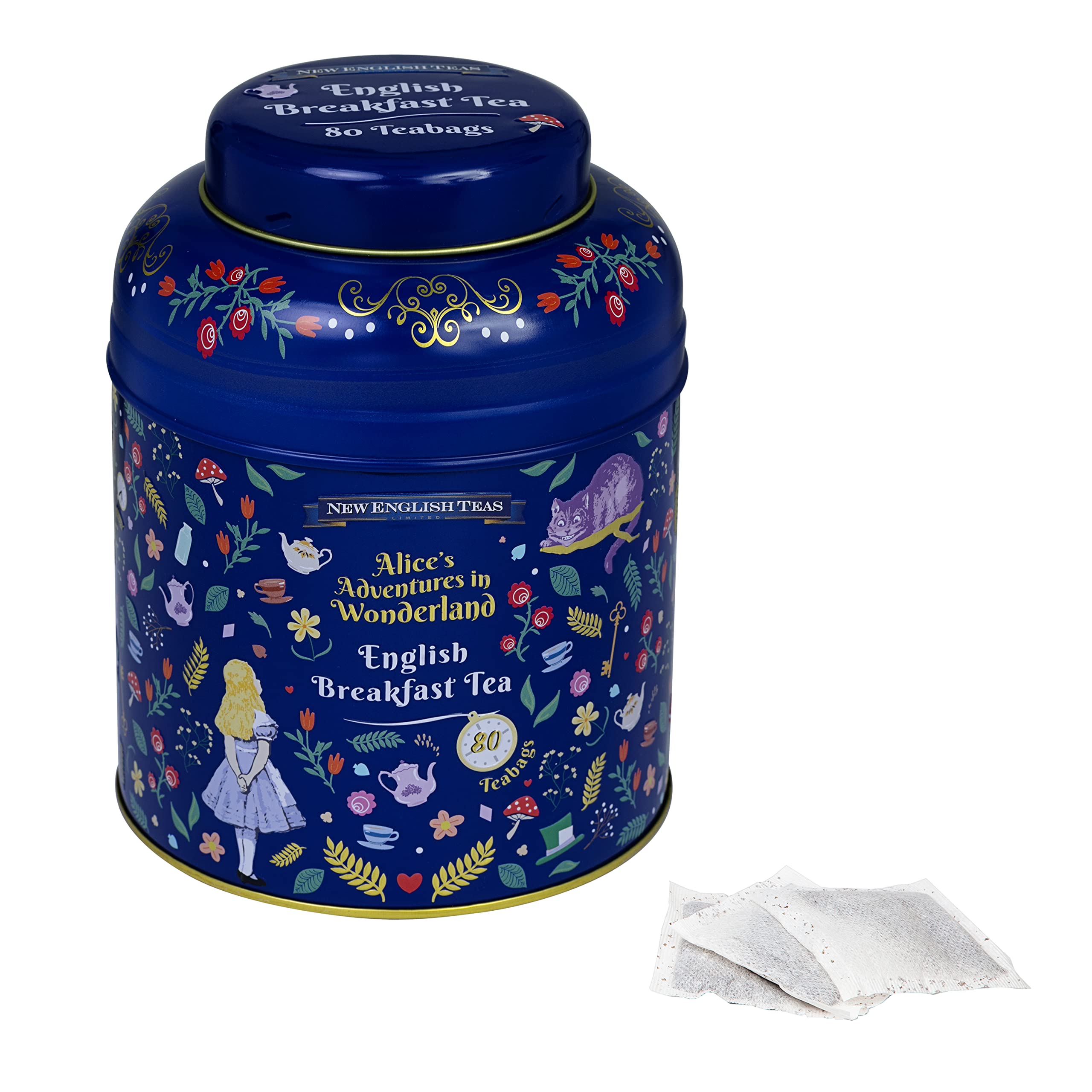 New English Teas Midnight Alice in Wonderland Tea Caddy with 80 English Breakfast Teabags 5