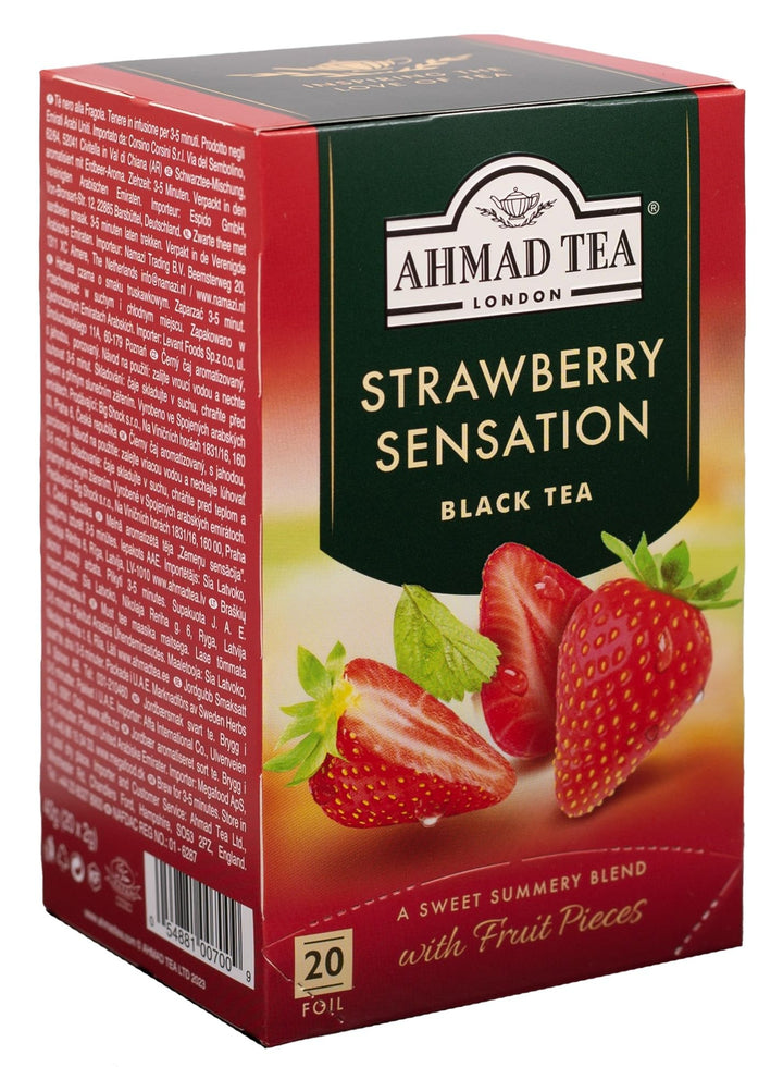 Ahmad Tea Strawberry Sensation - Fruit-Flavoured Black Tea (20 Teabags)