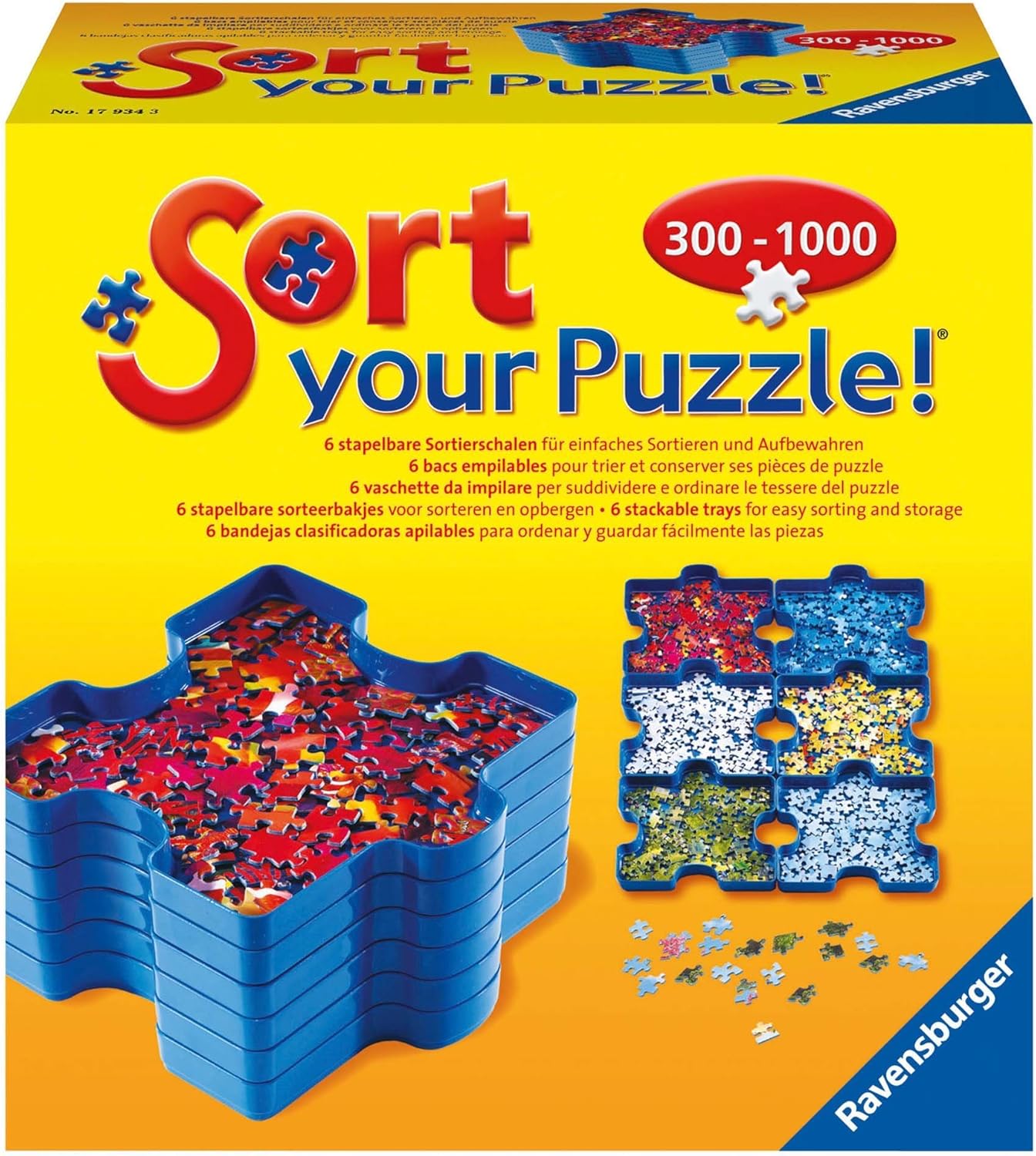 Ravensburger Sort Your Puzzle - 6 Stackable Puzzle Piece Sorting Trays 1