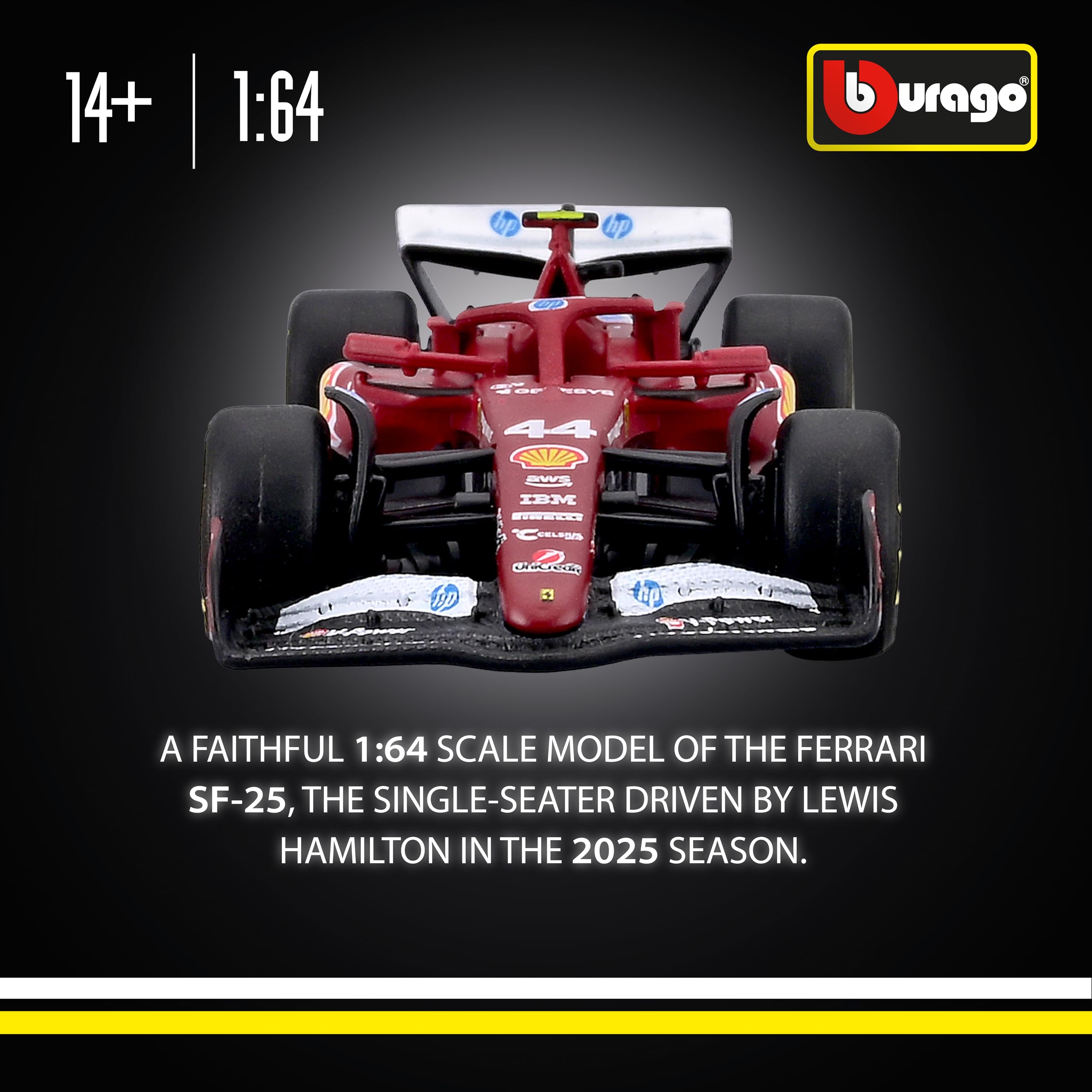 Bburago F1 Ferrari SF-25 #44 Lewis Hamilton 2025 Diecast Car | 1:64 Scale | Metal 2
