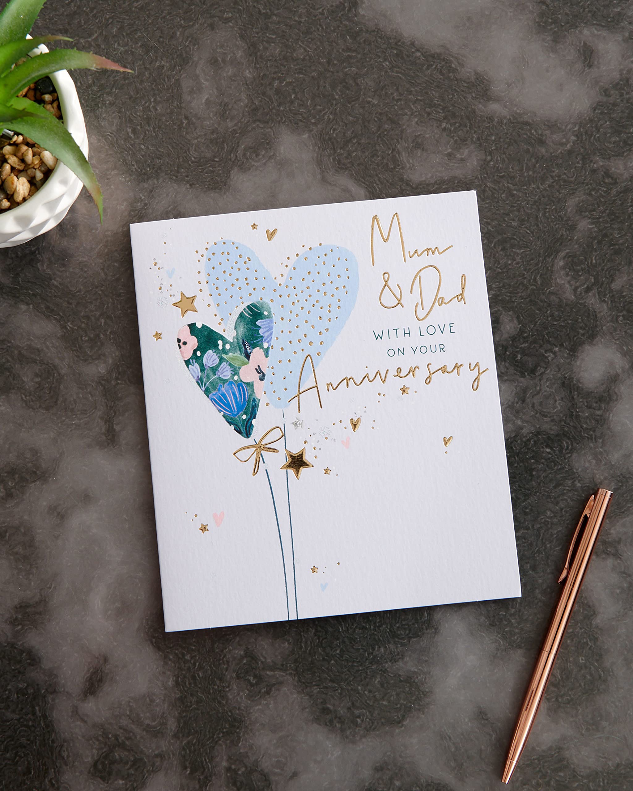 UK Greetings Mum & Dad Anniversary Card with Gold Foil Detailing | 165 x 190 mm 3