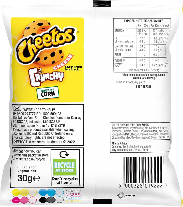 Cheetos - Crunchy Cheese Snacks 30g (Case of 30)