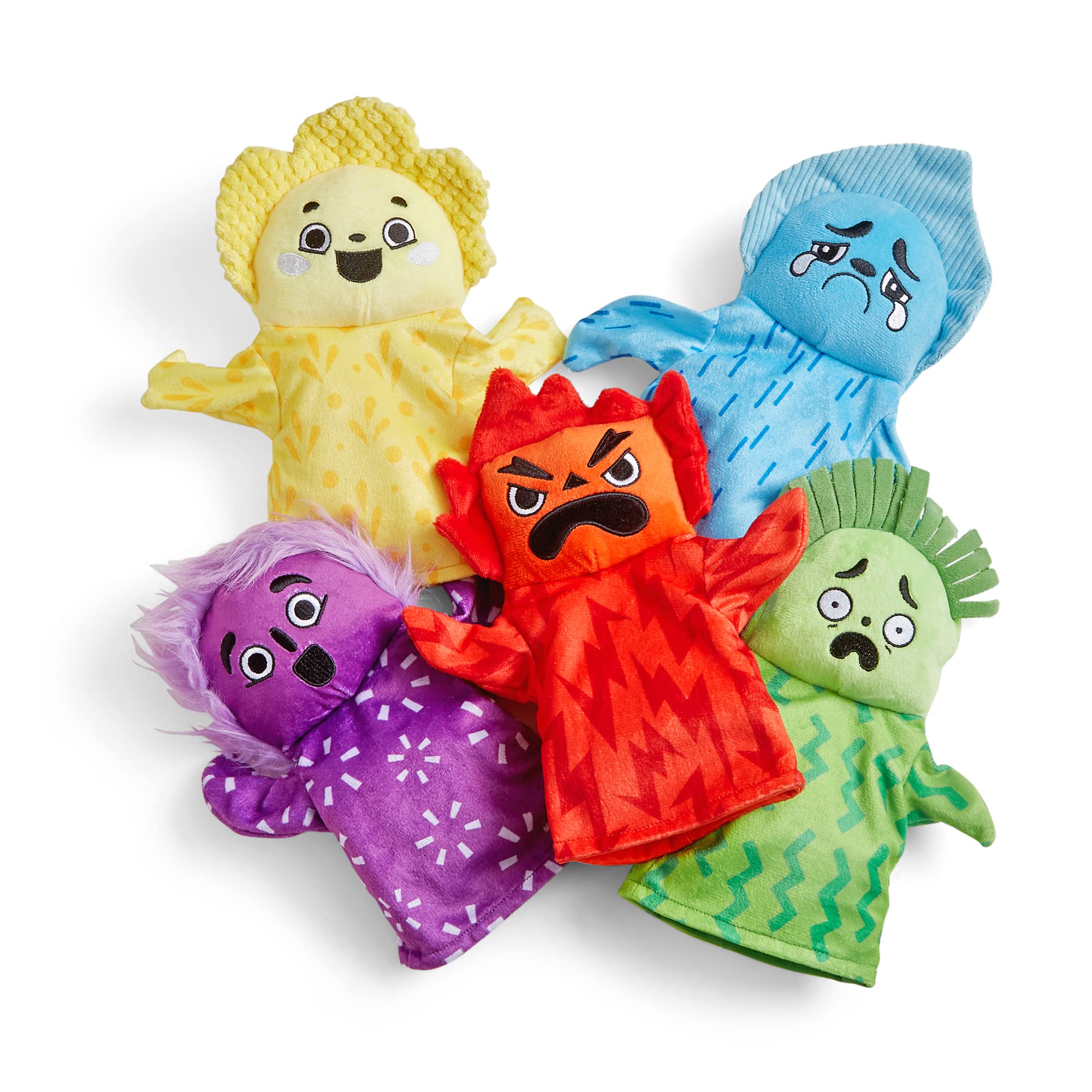 hand2mind Feelings Family Hand Puppets Set - Social Emotional Learning | 5 Pieces | Fabric