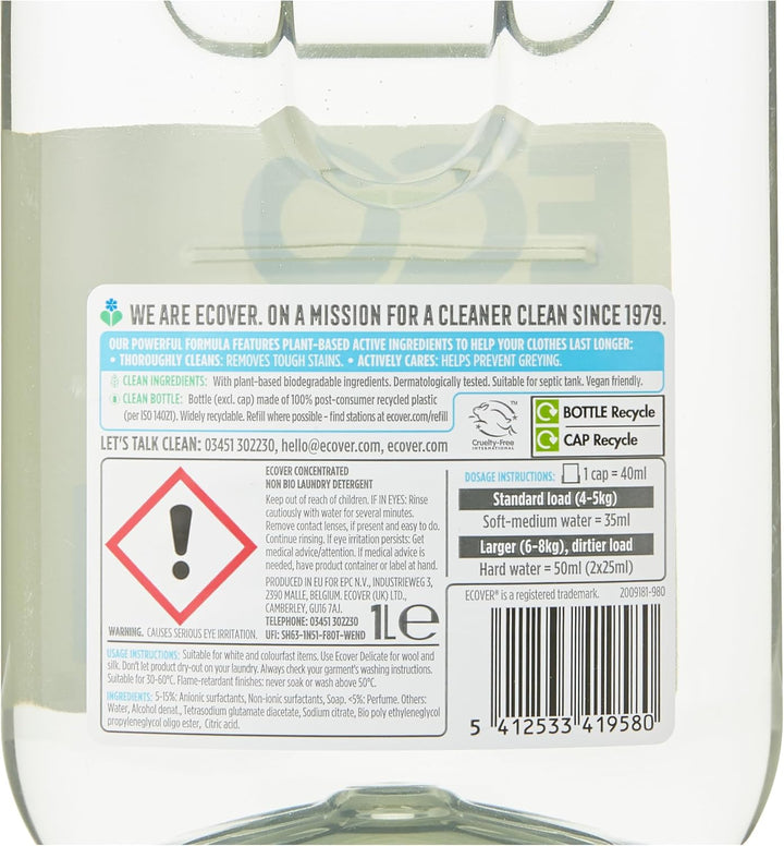 Ecover Non Bio Laundry Liquid - Lavender & Sandalwood (1L, 28 Washes)