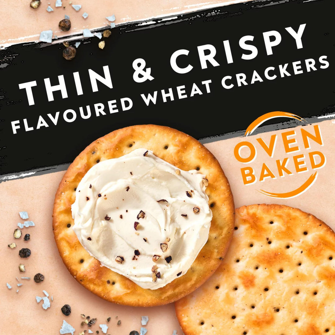 Jacob's Savours Bakes Salt and Cracked Black Pepper Crackers, 200g