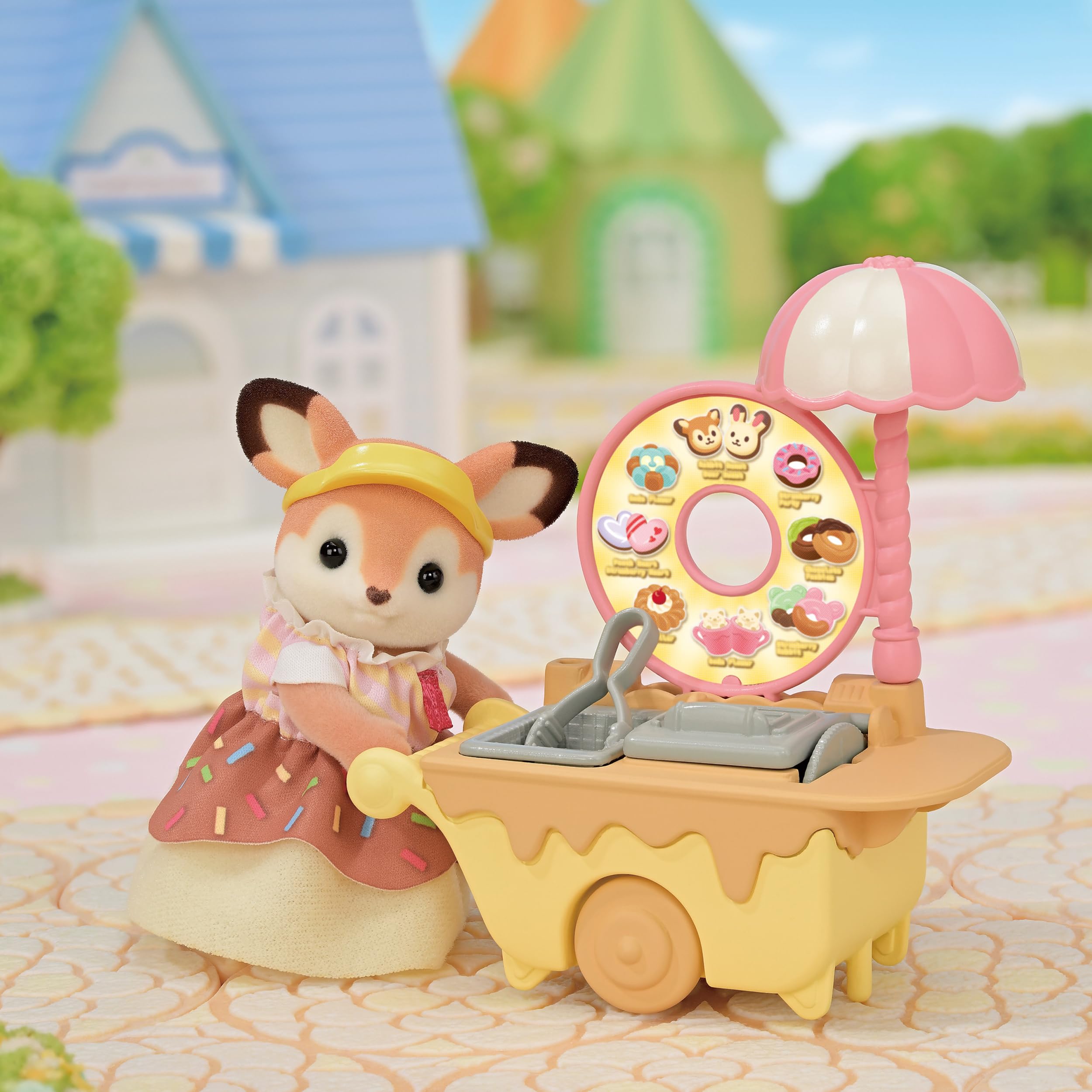 EPOCH Sylvanian Families Doughnut Trolley Playset | Includes 33 Pieces | Ages 3+ 5